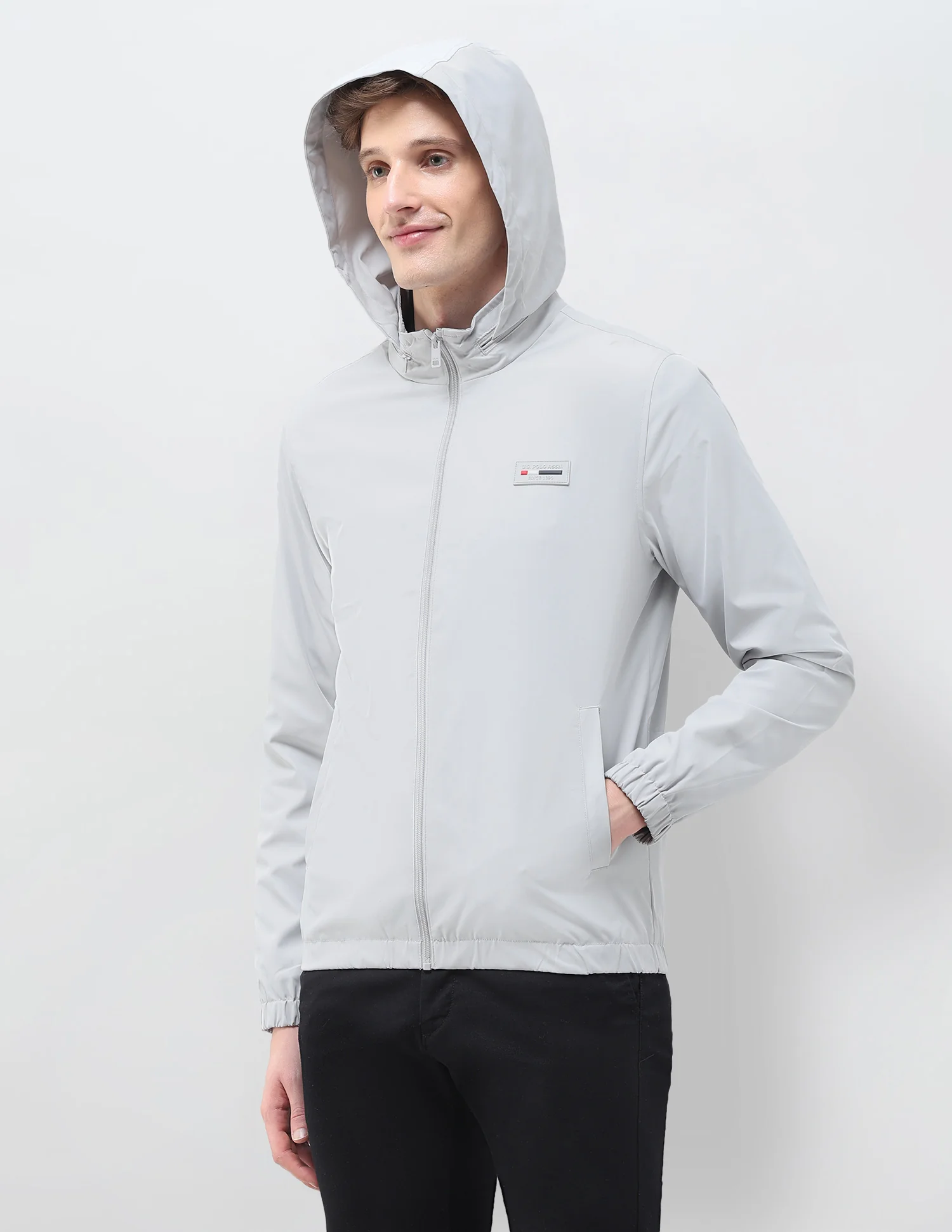 Regular Fit Solid Packable Hood Jacket - Image 4