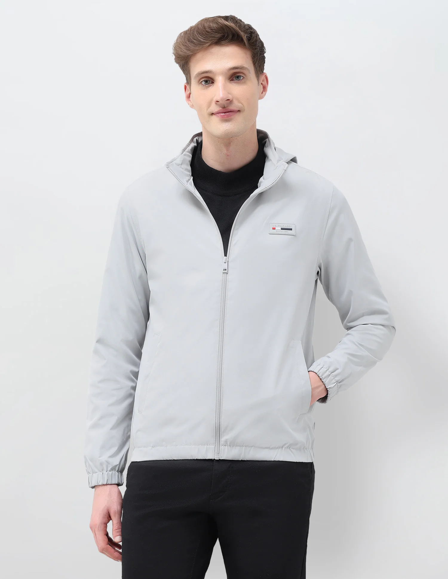 Regular Fit Solid Packable Hood Jacket - Image 6