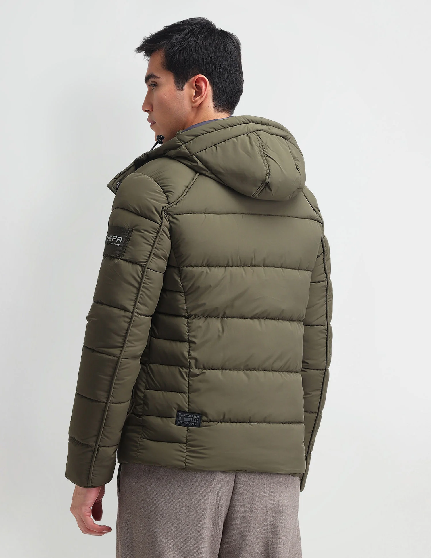 Regular Fit Solid Padded Jacket - Image 5