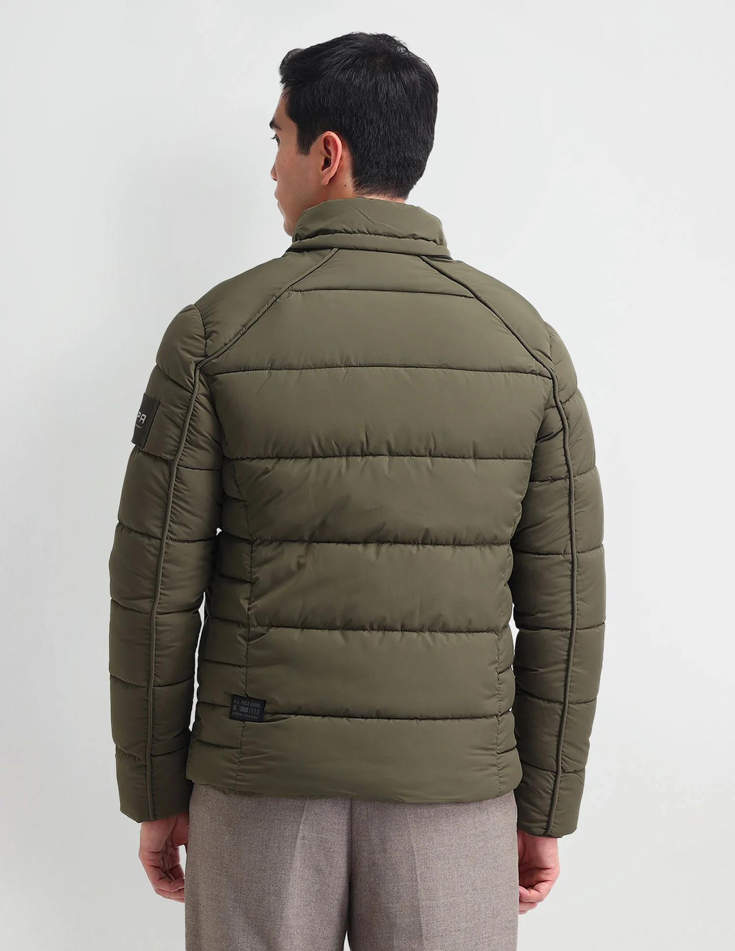 Regular Fit Solid Padded Jacket - Image 9