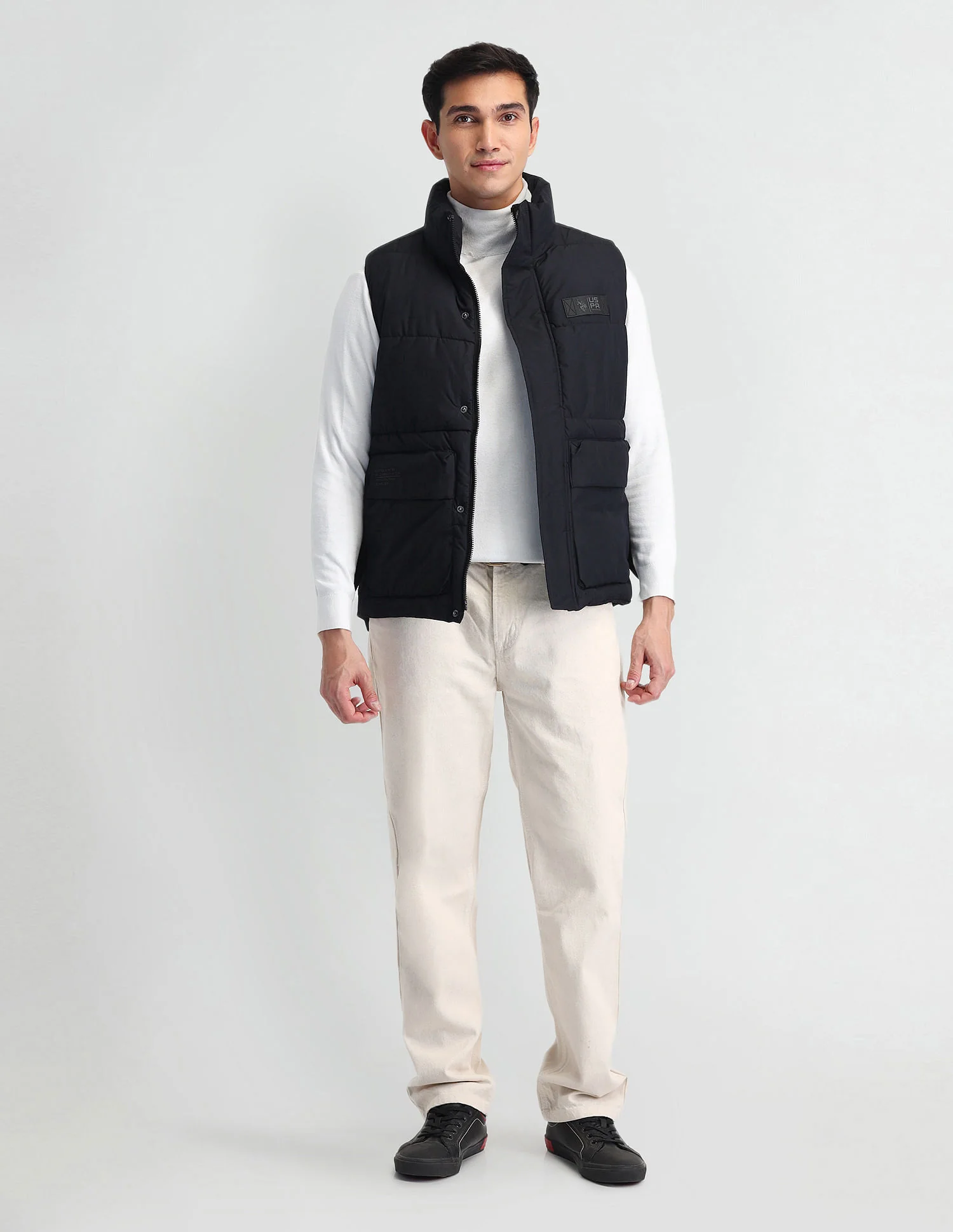 Regular Fit Solid Padded Jacket - Image 3