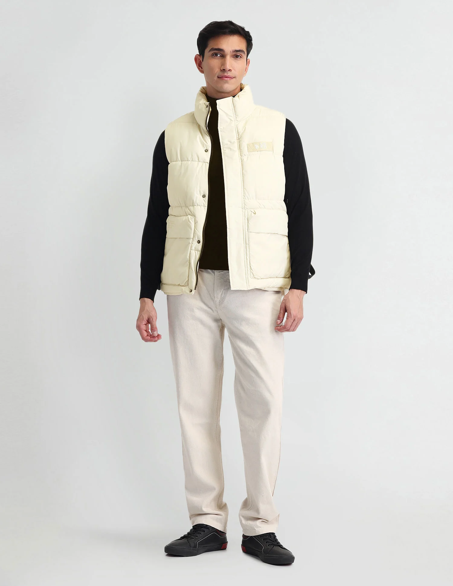 Regular Fit Solid Padded Jacket - Image 3