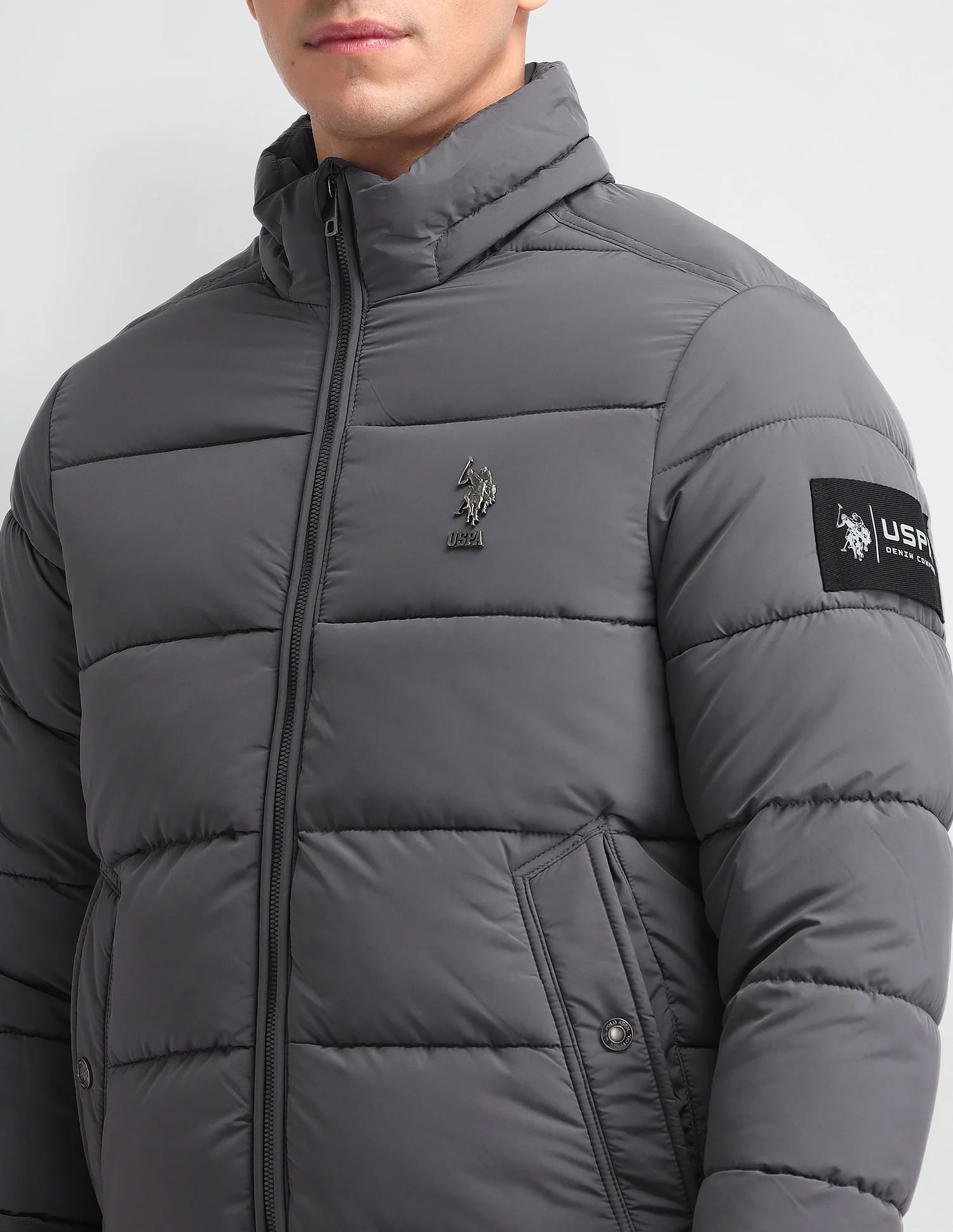 Regular Fit Solid Padded Jacket - Image 10