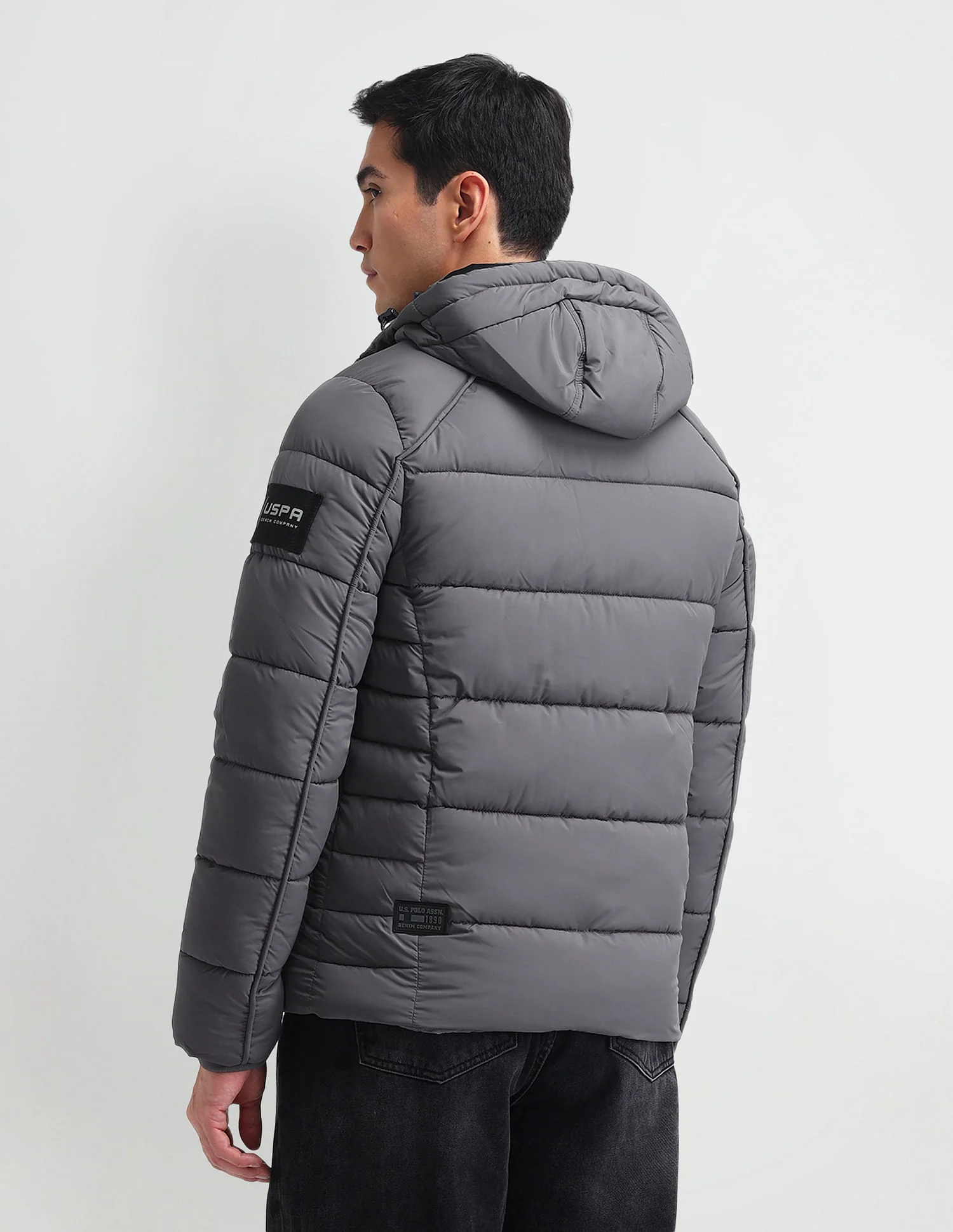 Regular Fit Solid Padded Jacket - Image 5