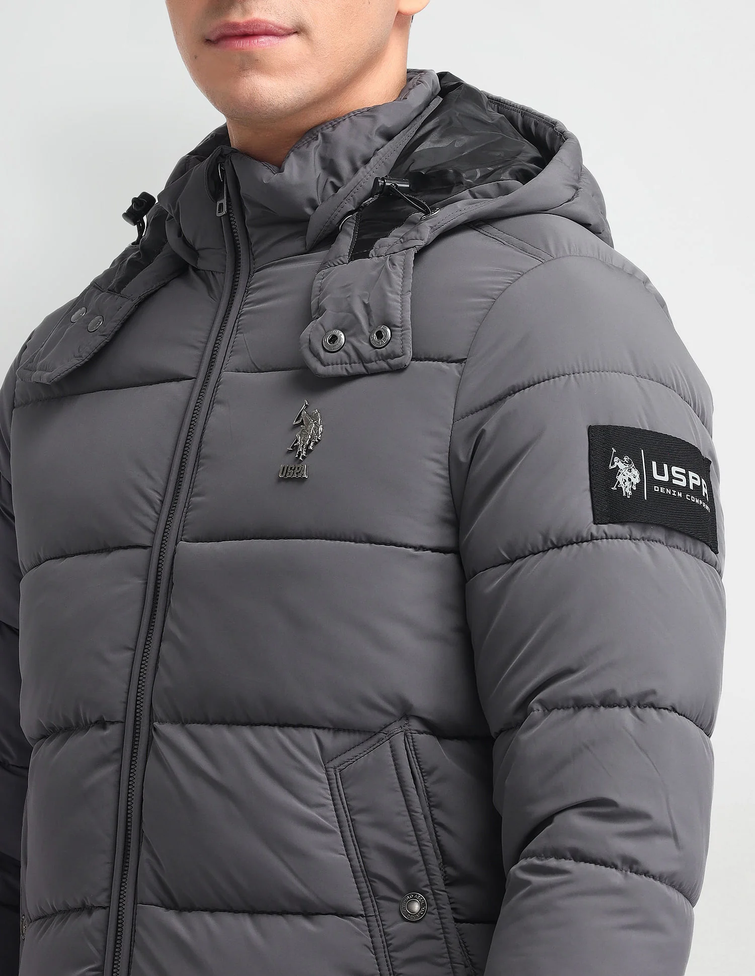 Regular Fit Solid Padded Jacket - Image 7