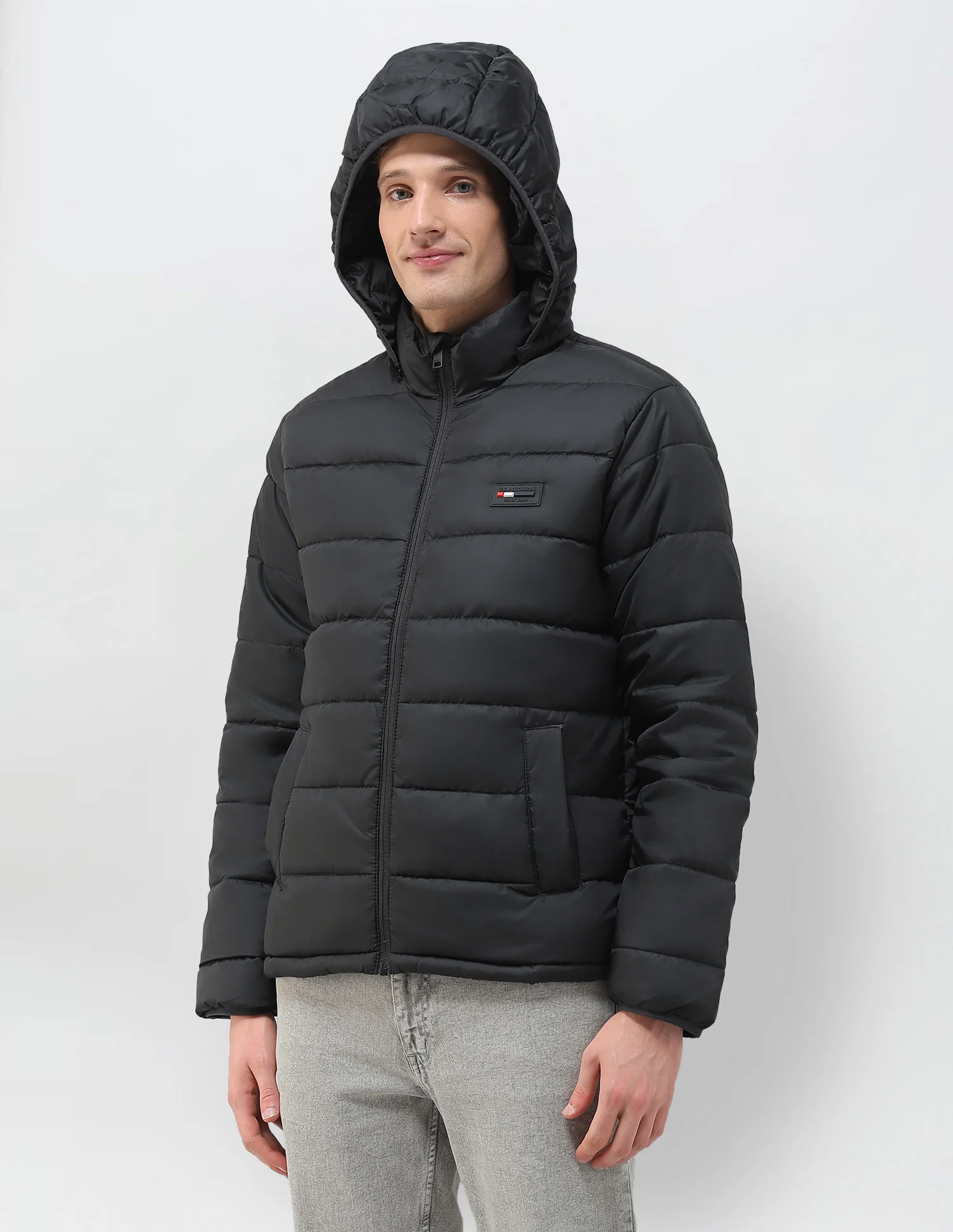 Regular Fit Solid Puffer Jacket - Image 4