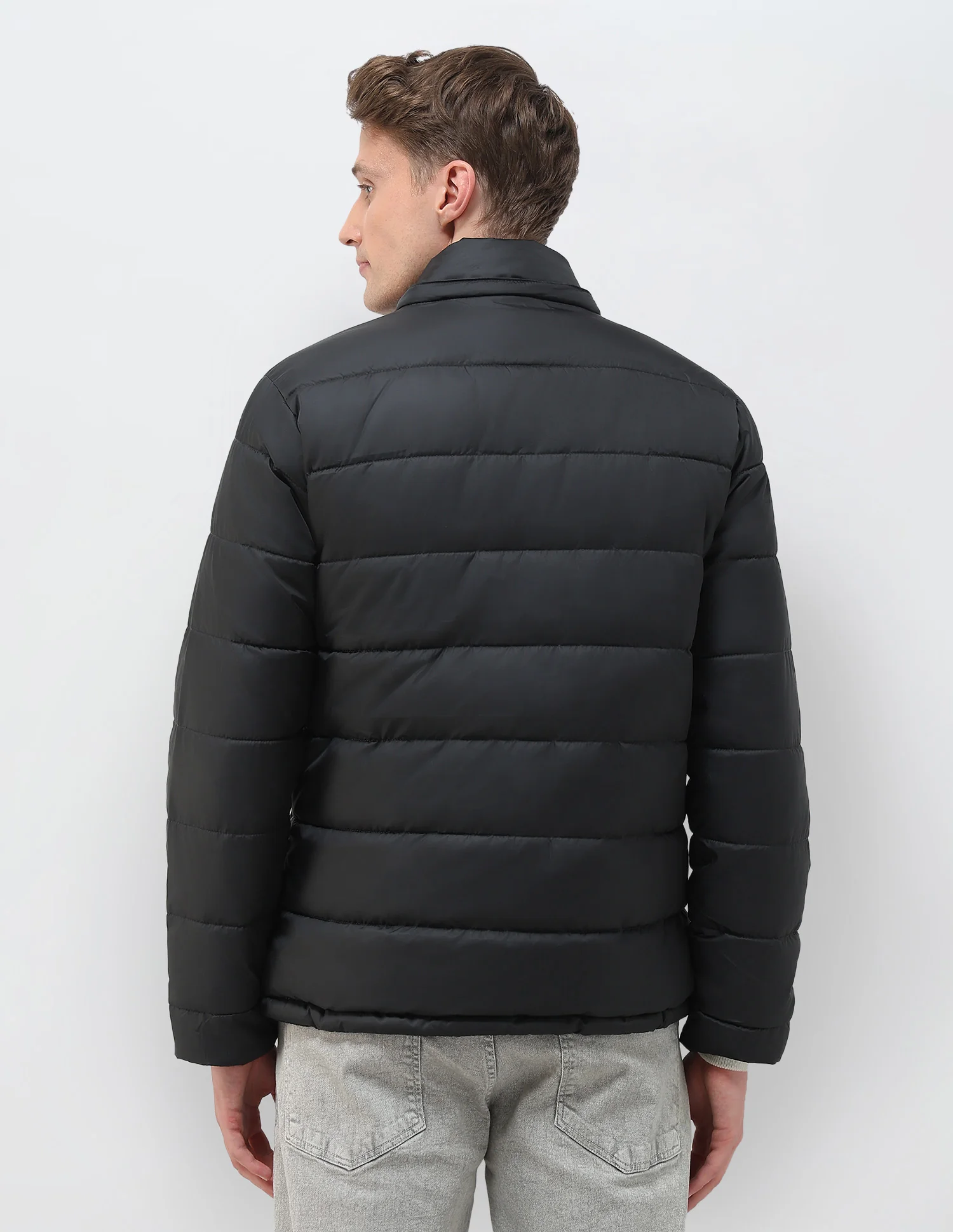 Regular Fit Solid Puffer Jacket - Image 5
