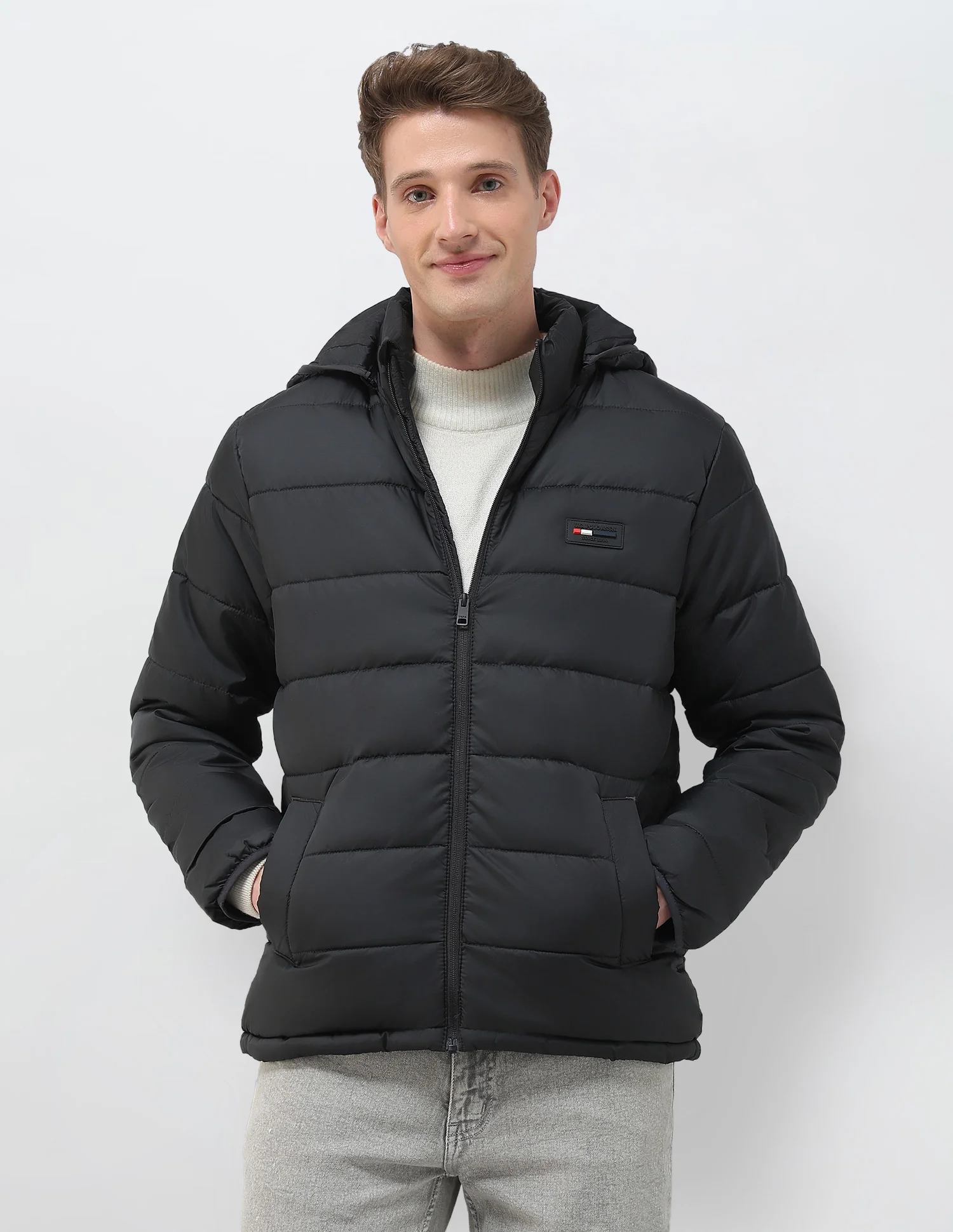 Regular Fit Solid Puffer Jacket - Image 6