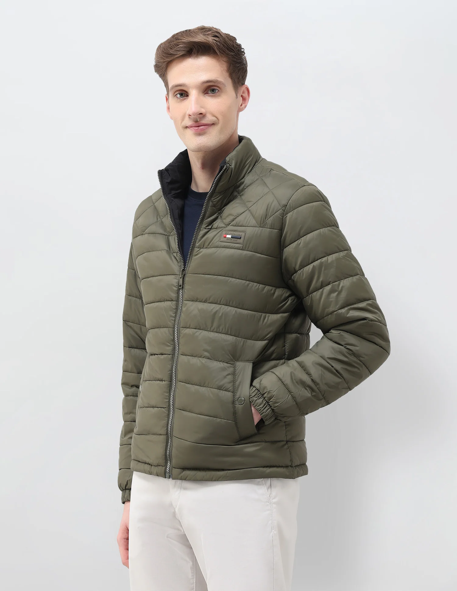 Regular Fit Solid Puffer Jacket - Image 4