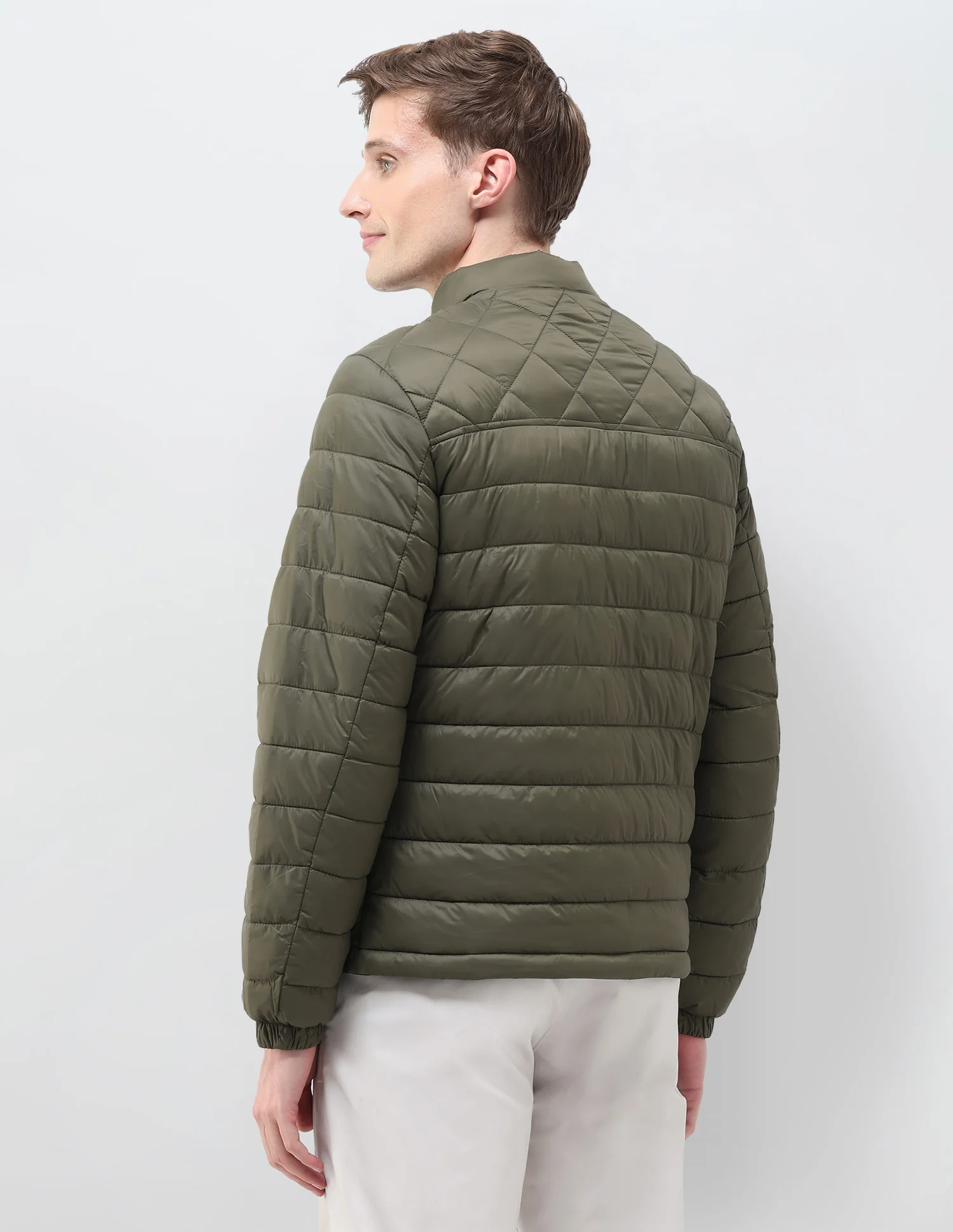 Regular Fit Solid Puffer Jacket - Image 5