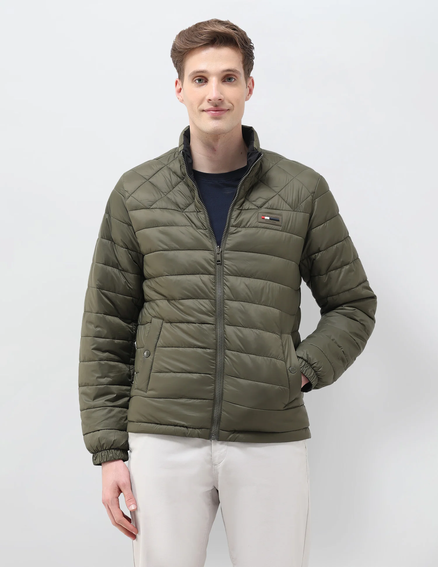 Regular Fit Solid Puffer Jacket - Image 6