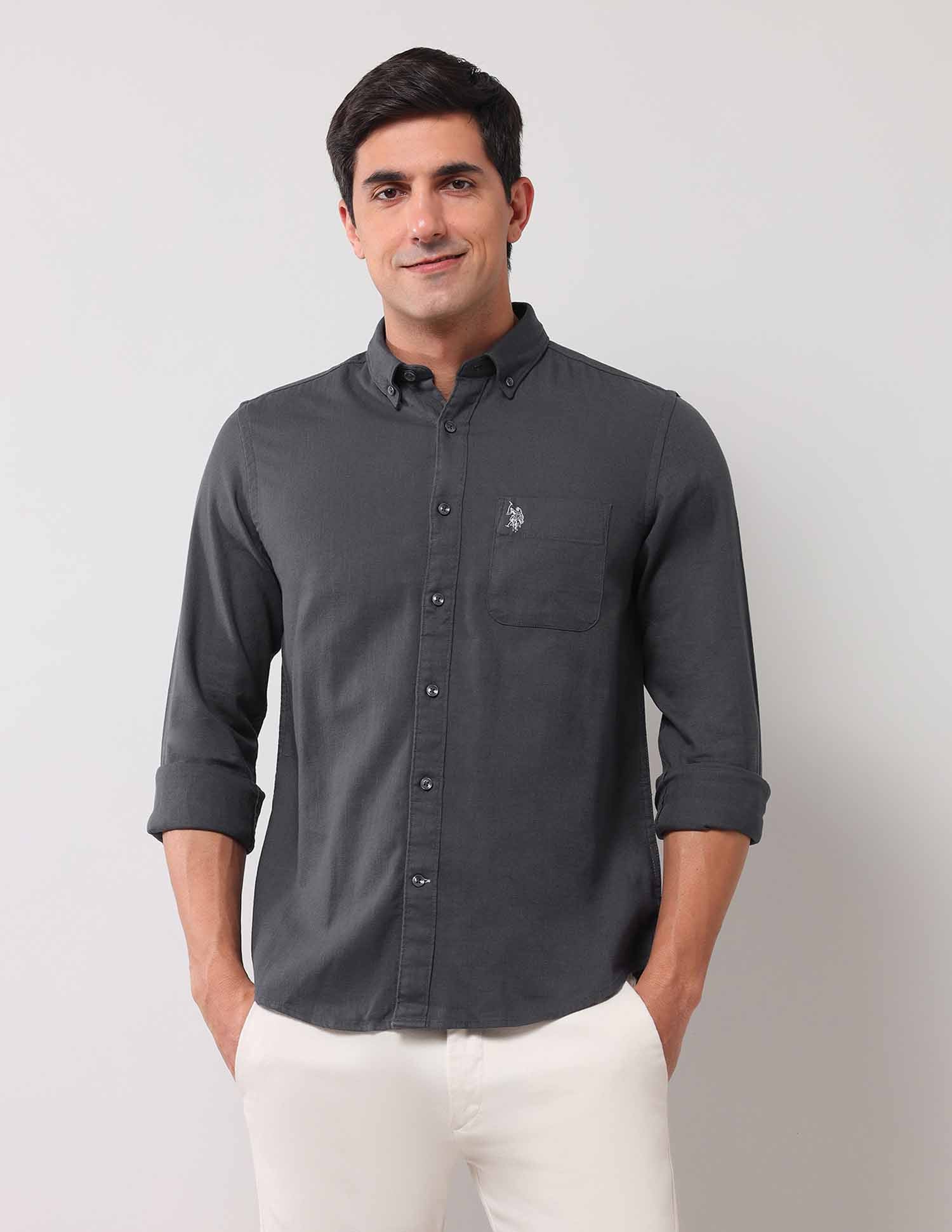 Regular Fit Solid Shirt - Image 6