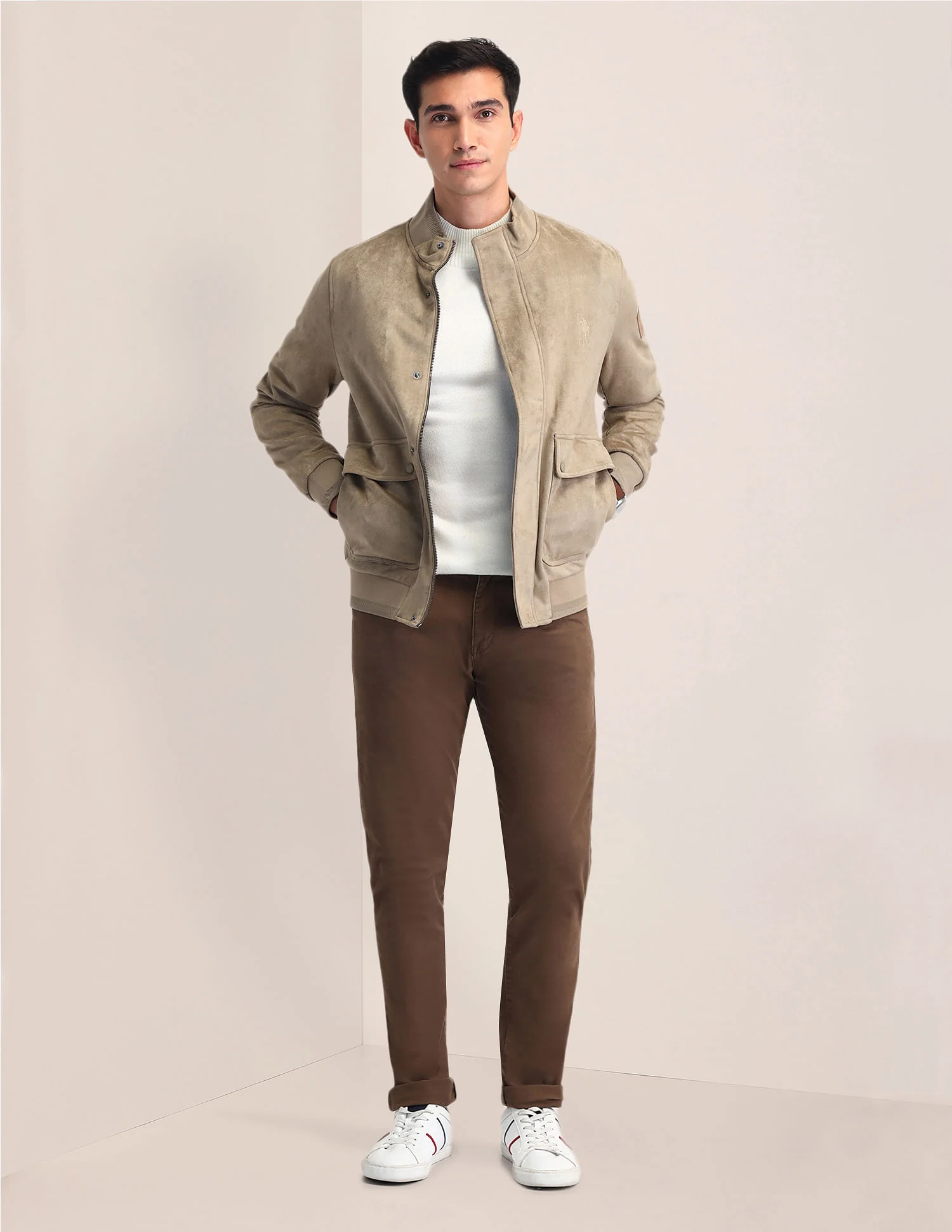 Regular Fit Suede Casual Jacket - Image 3