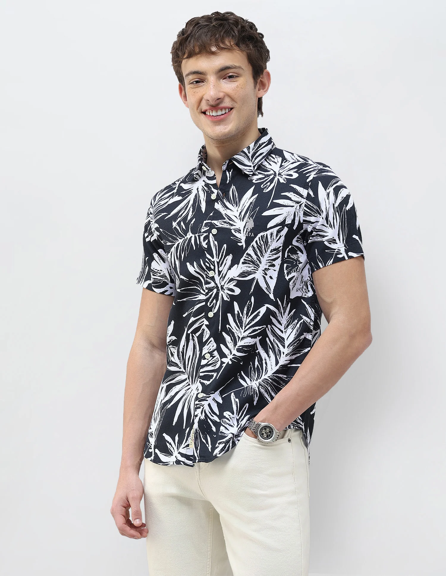 Regular Fit Tropical Printed Shirt