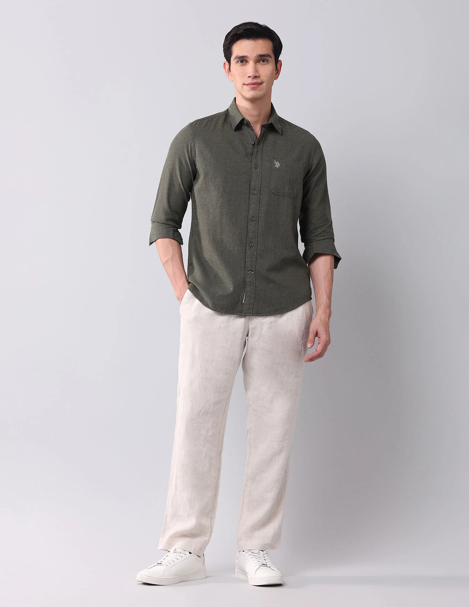 Regular Fit Twill Solid Shirt - Image 3