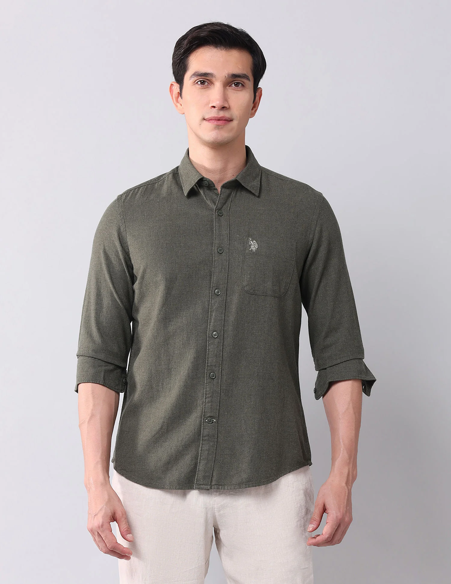 Regular Fit Twill Solid Shirt - Image 6
