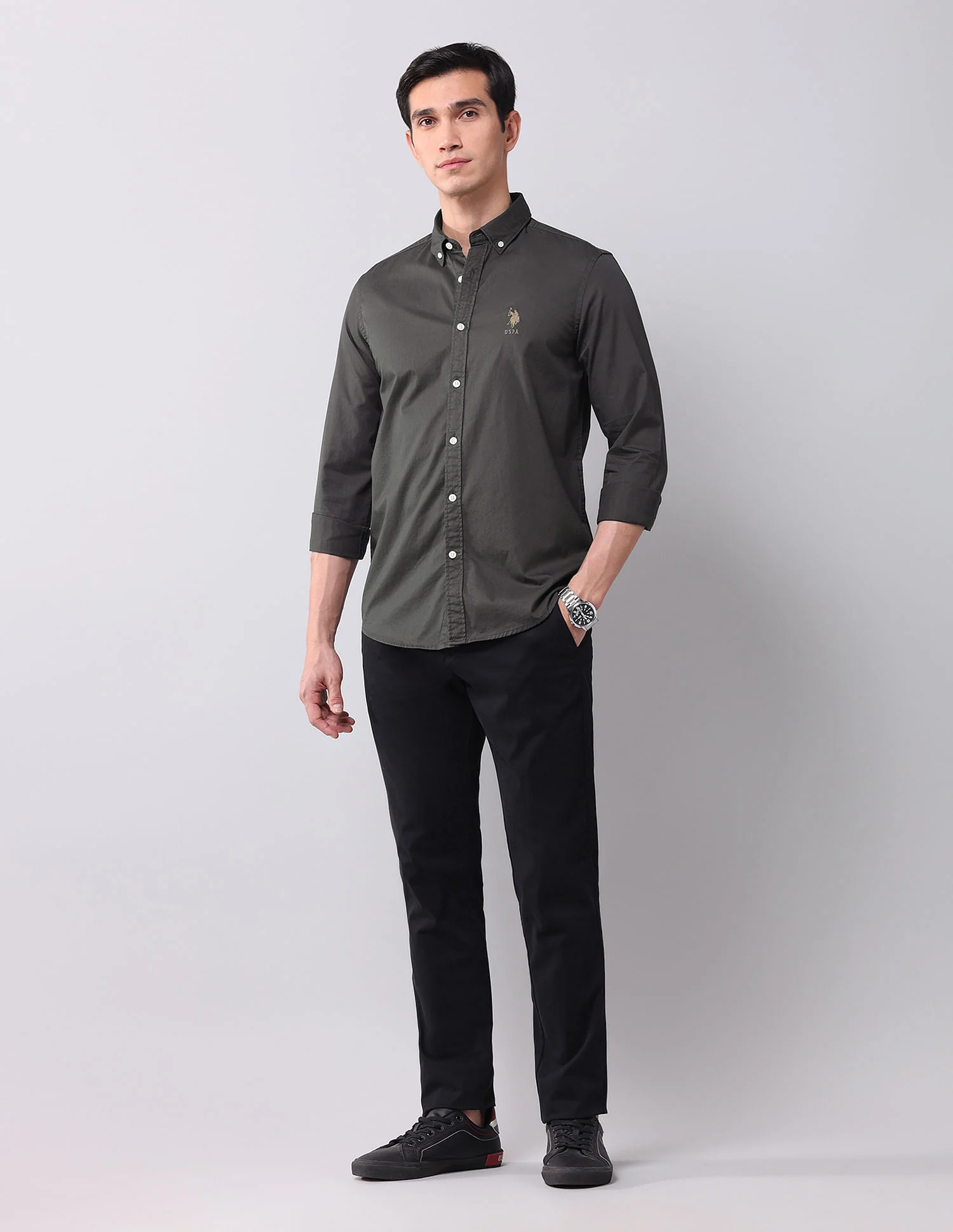Regular Fit Twill Solid Shirt - Image 3