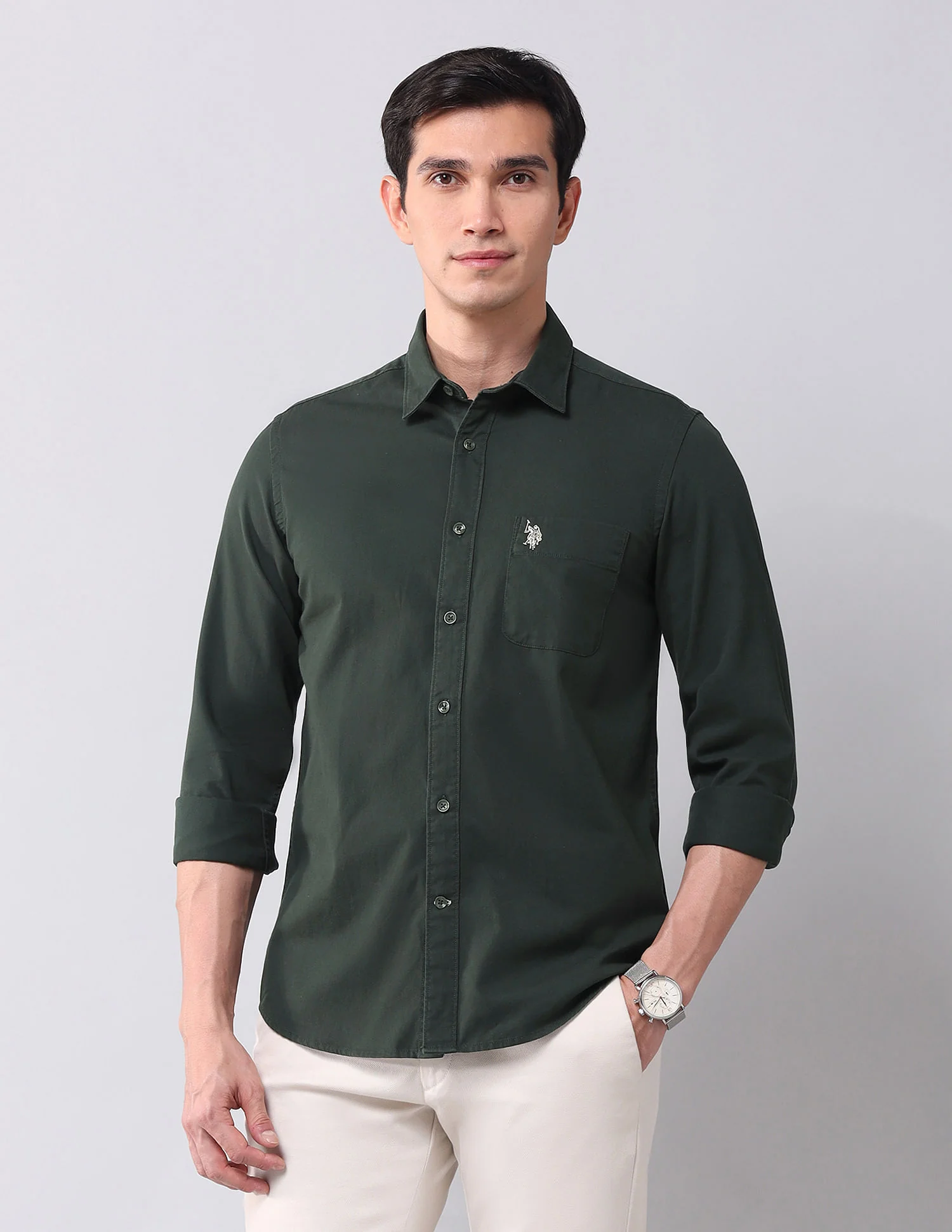 Regular Fit Twill Solid Shirt