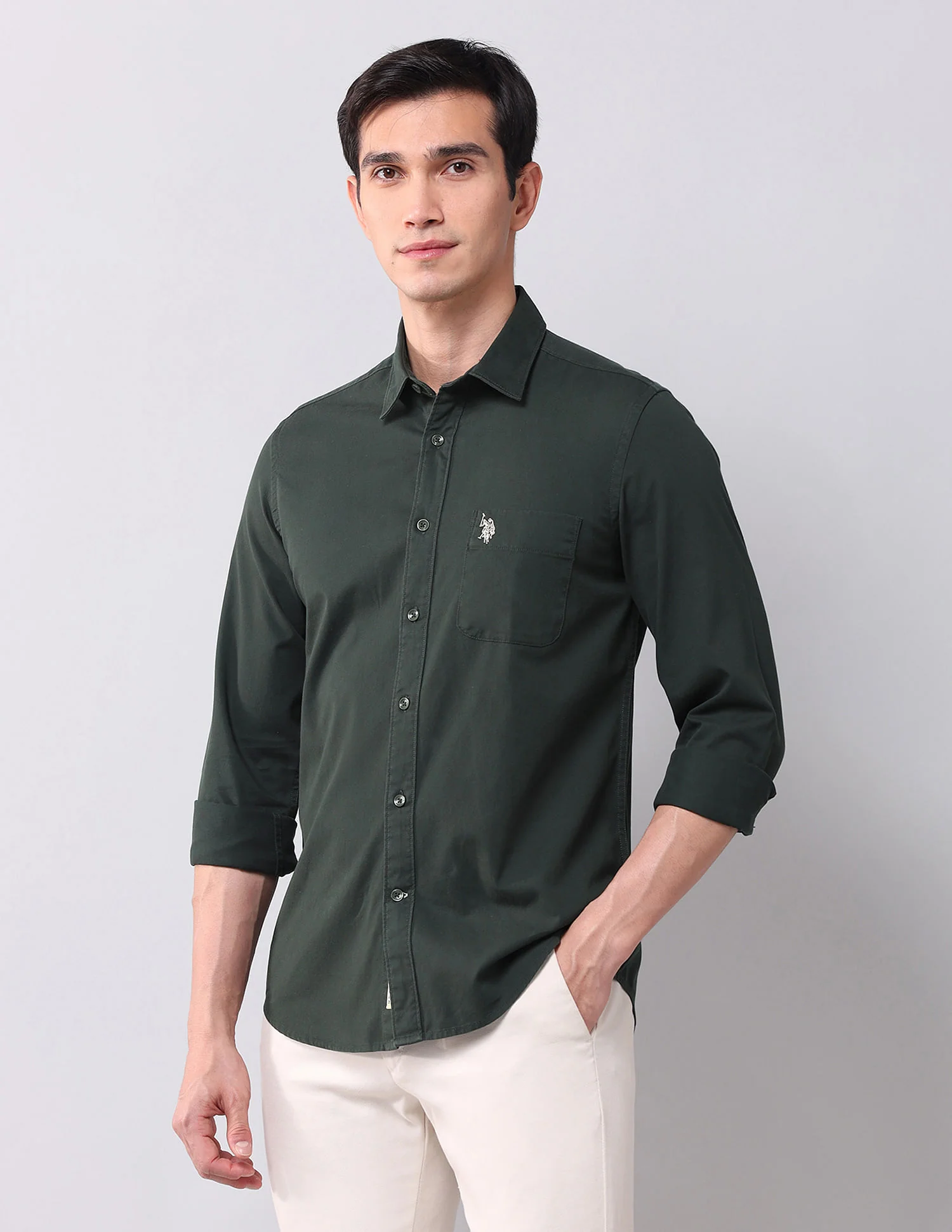 Regular Fit Twill Solid Shirt - Image 4