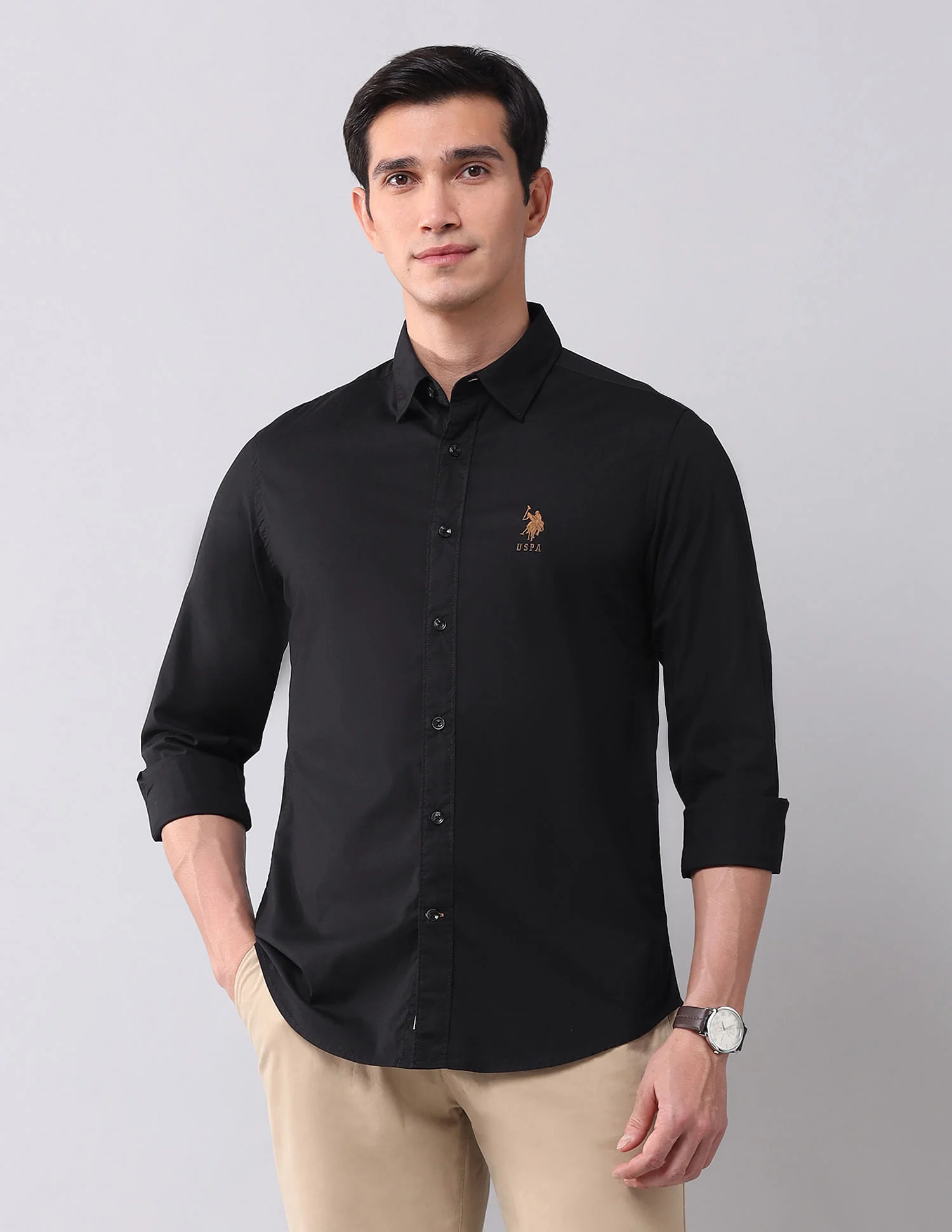 Regular Fit Twill Solid Shirt