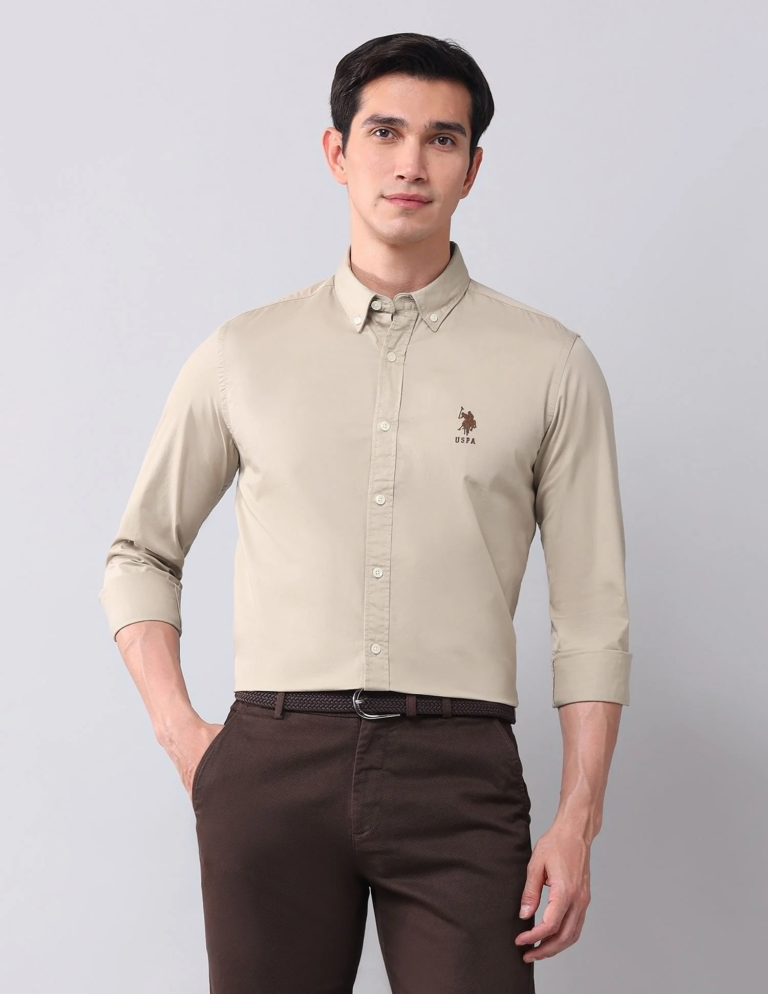 Regular Fit Twill Solid Shirt