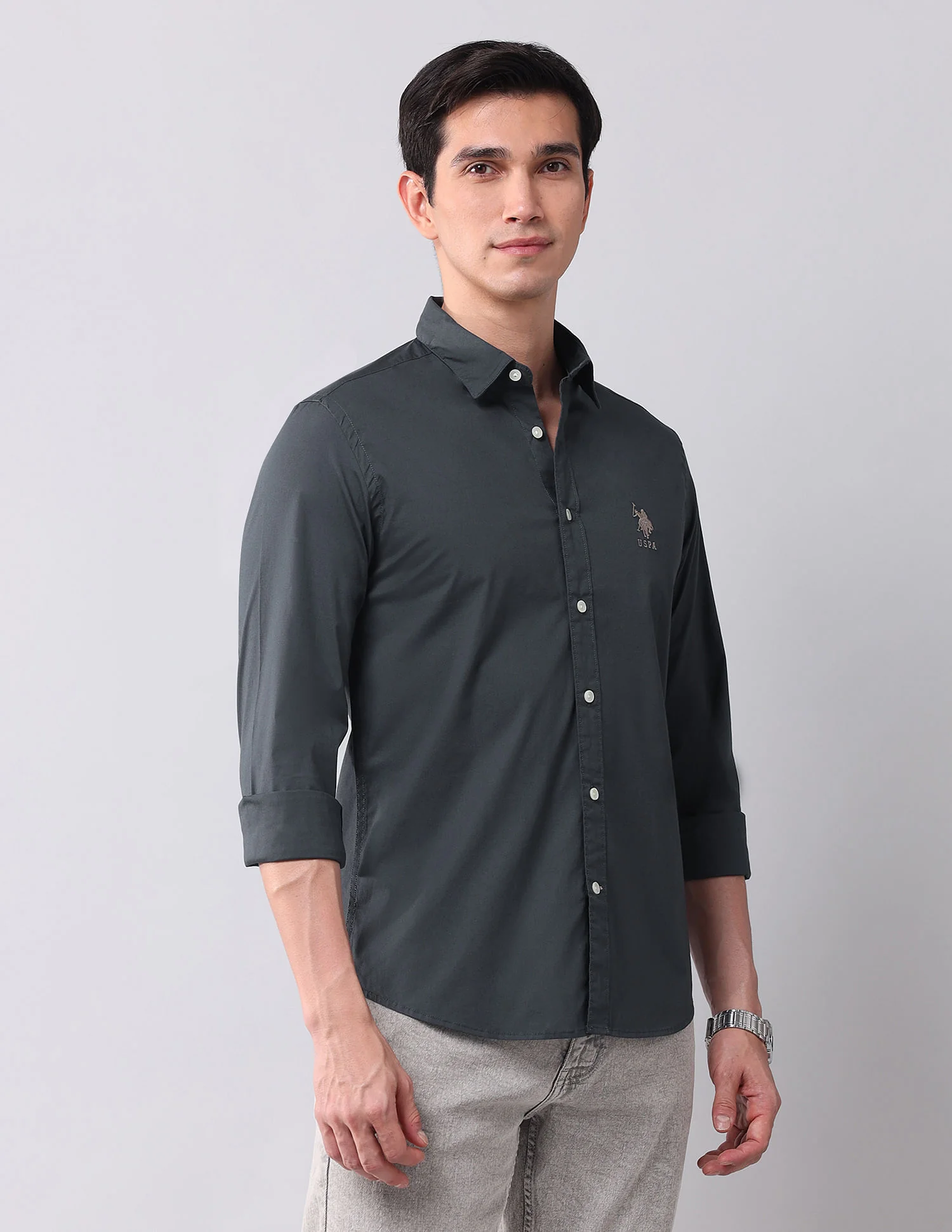 Regular Fit Twill Solid Shirt