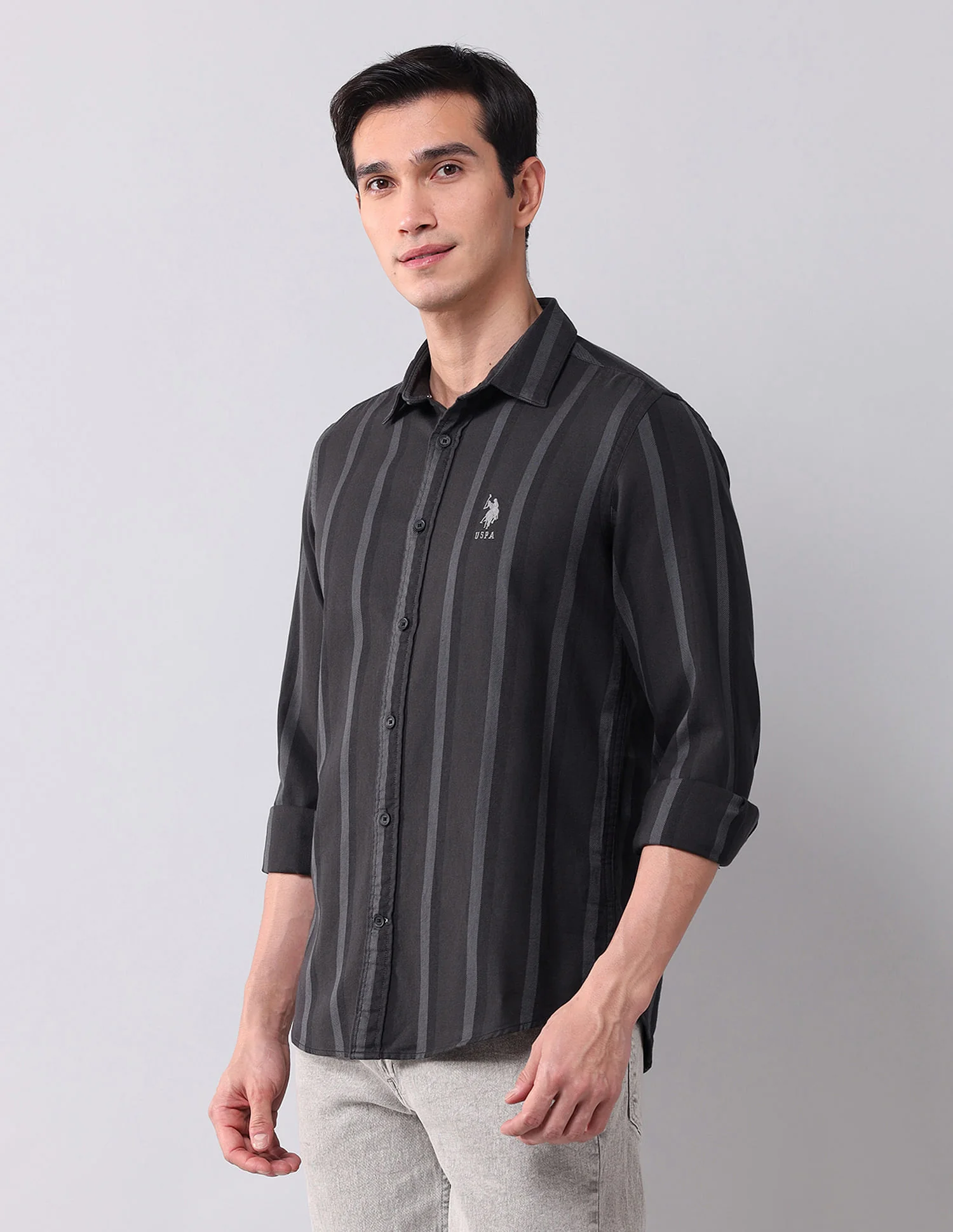 Regular Fit Twill Striped Shirt - Image 4