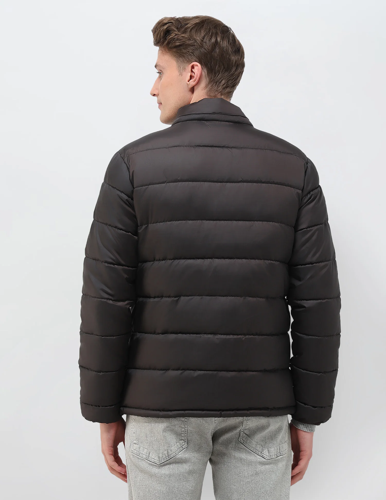 Removable Hood Solid Puffer Jacket - Image 5