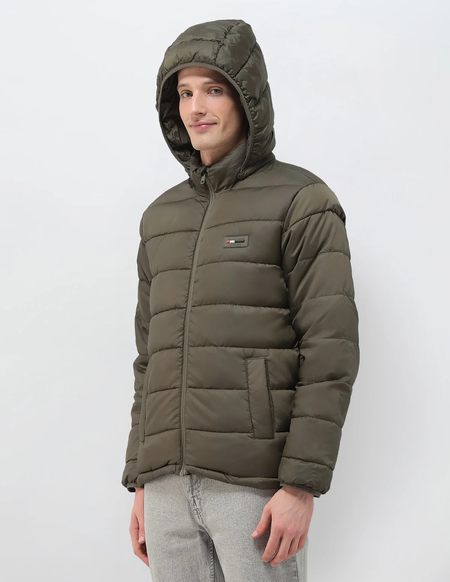 Removable Hood Solid Puffer Jacket - Image 4