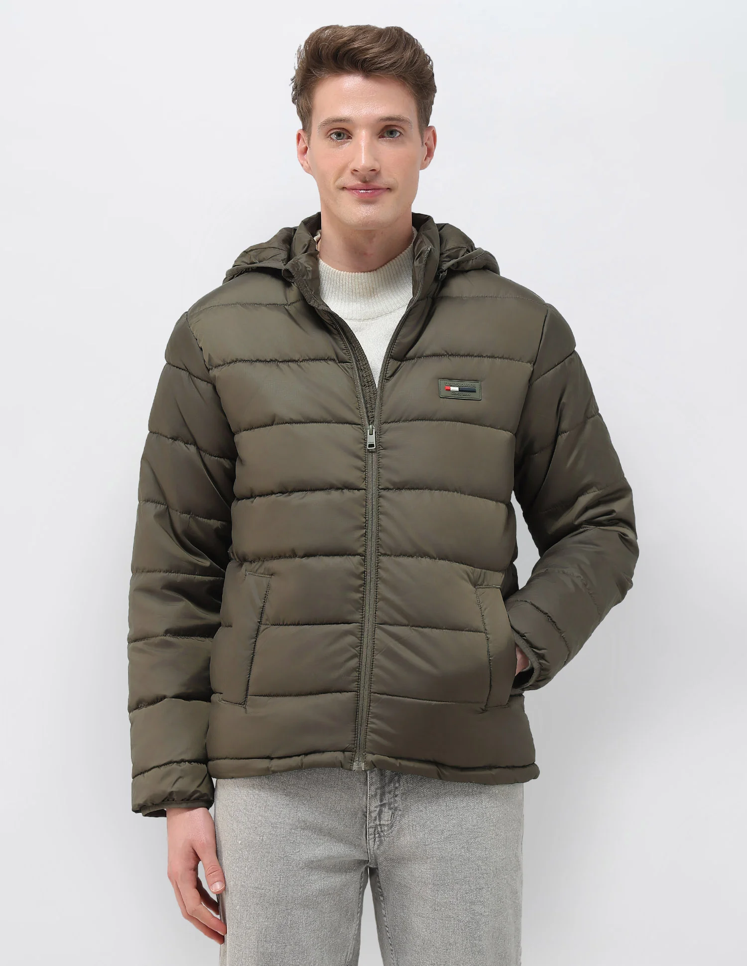 Removable Hood Solid Puffer Jacket - Image 6