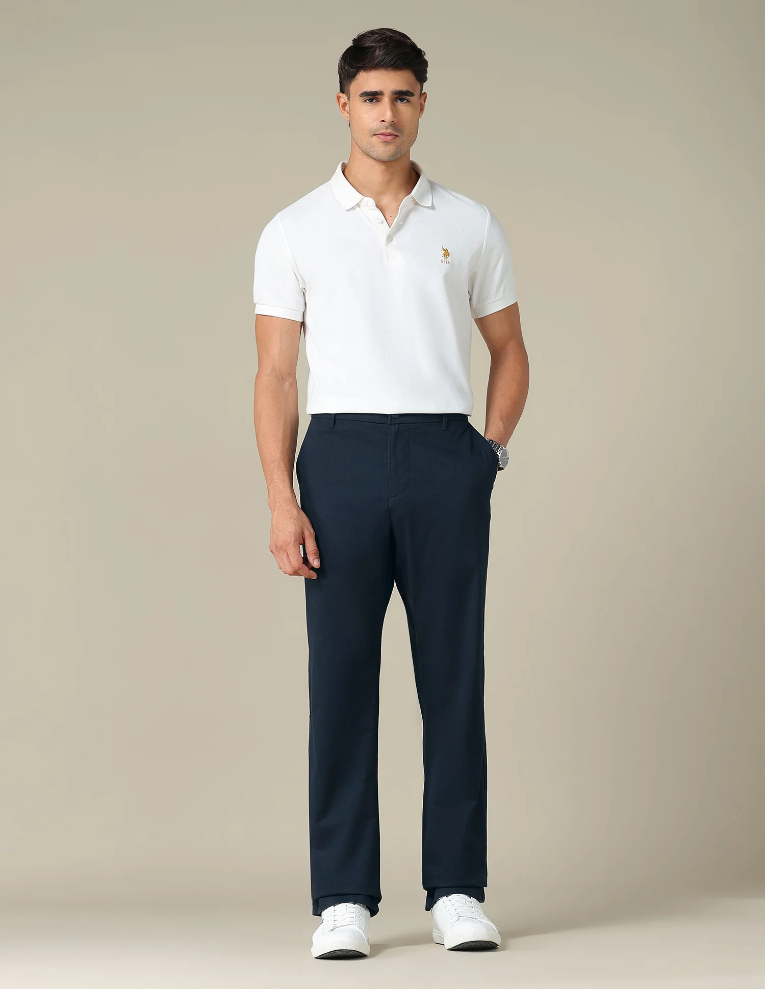 Riley Straight Fit Dobby Trousers - Image 3
