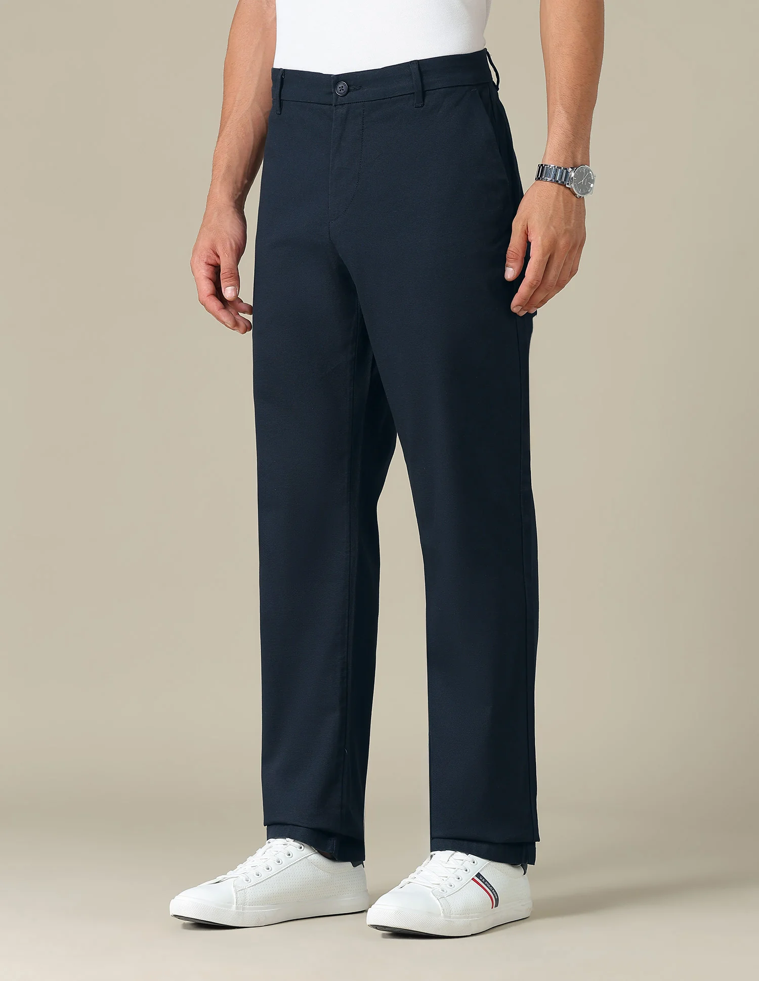 Riley Straight Fit Dobby Trousers - Image 4