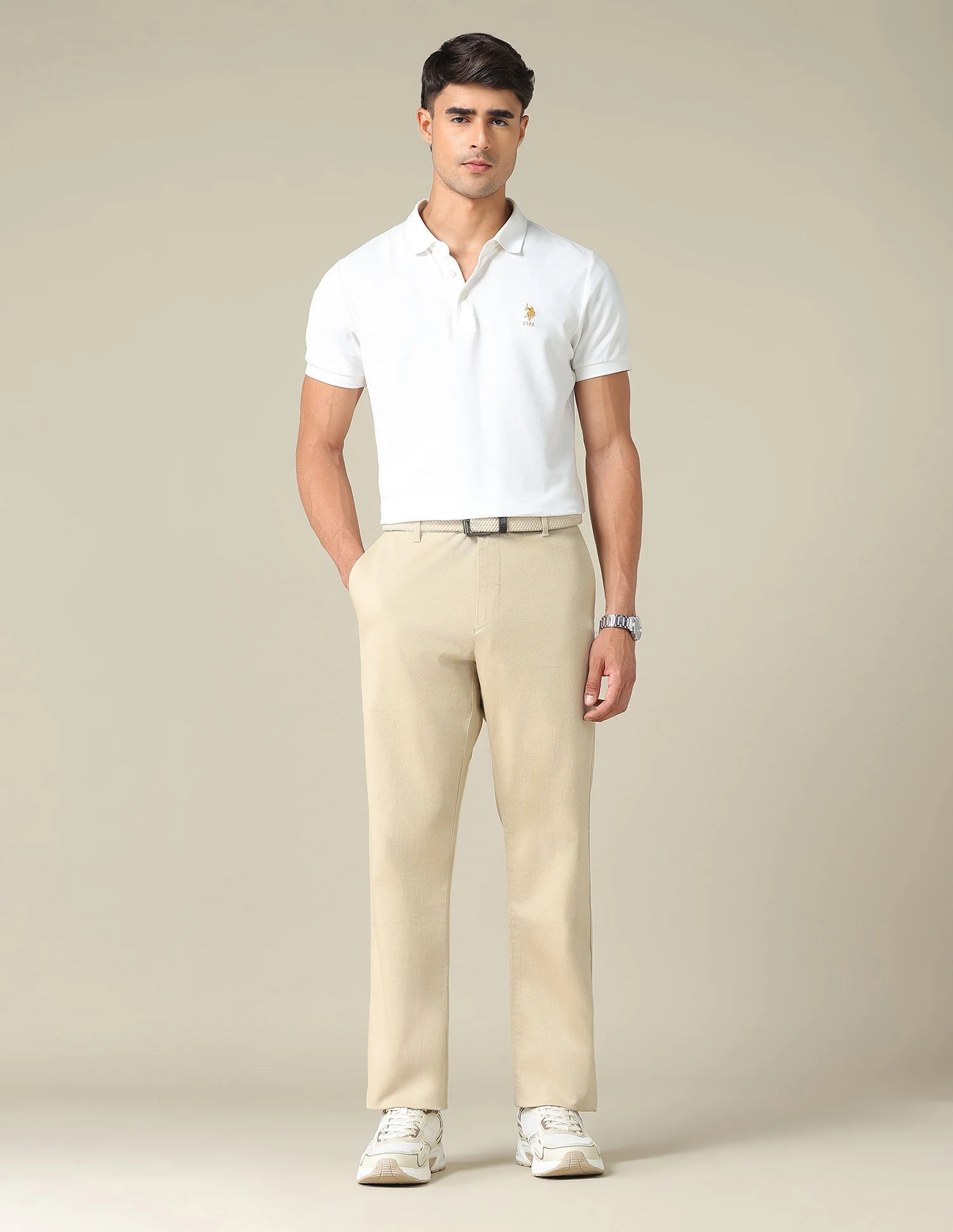 Riley Straight Fit Dobby Trousers - Image 3