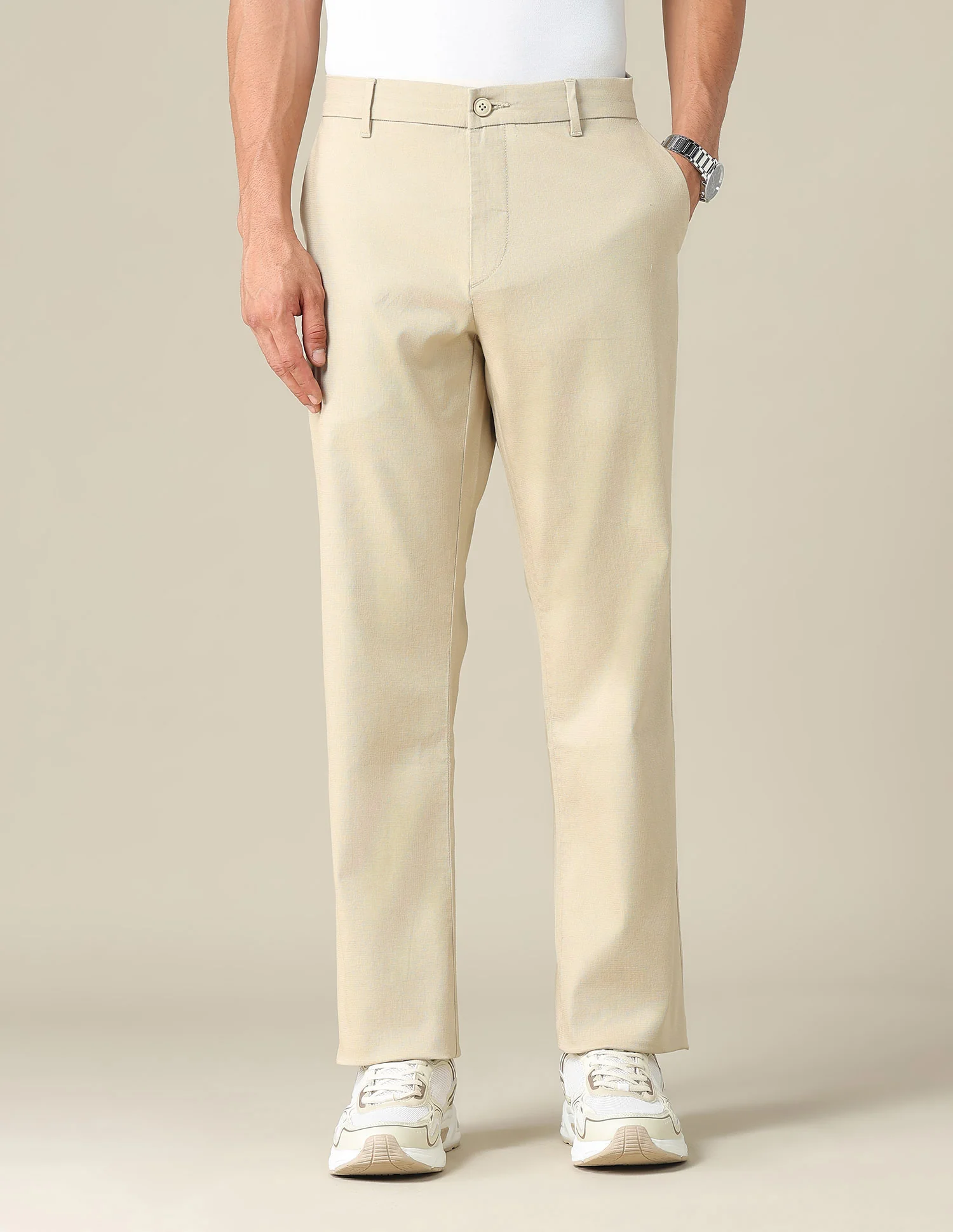 Riley Straight Fit Dobby Trousers - Image 6