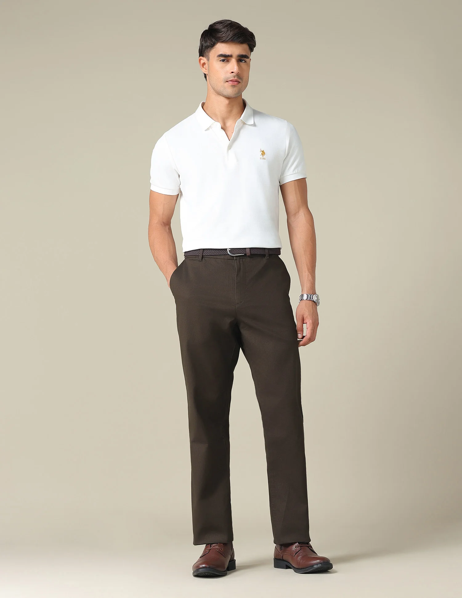 Riley Straight Fit Dobby Trousers - Image 3