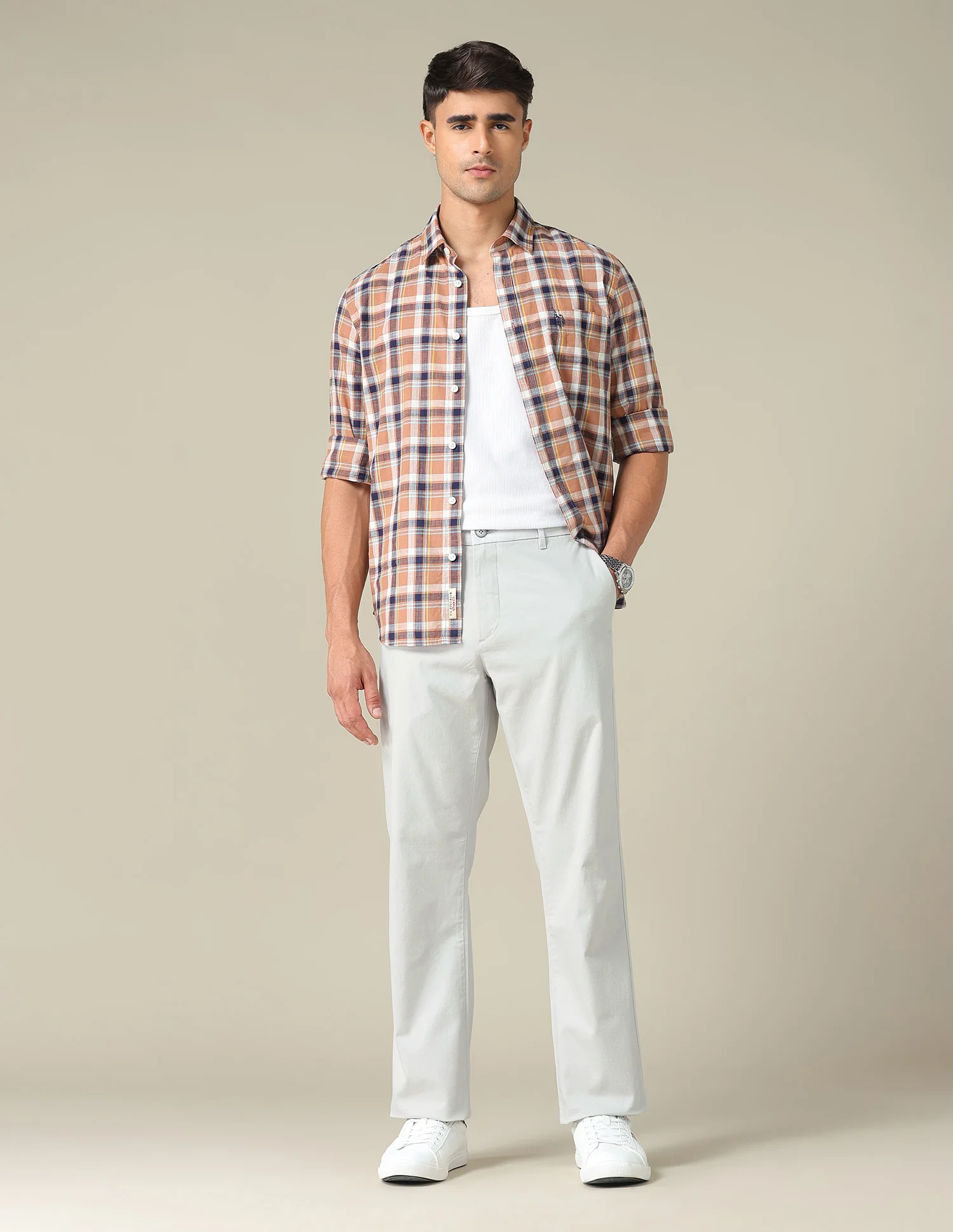 Riley Straight Fit Dobby Trousers - Image 3