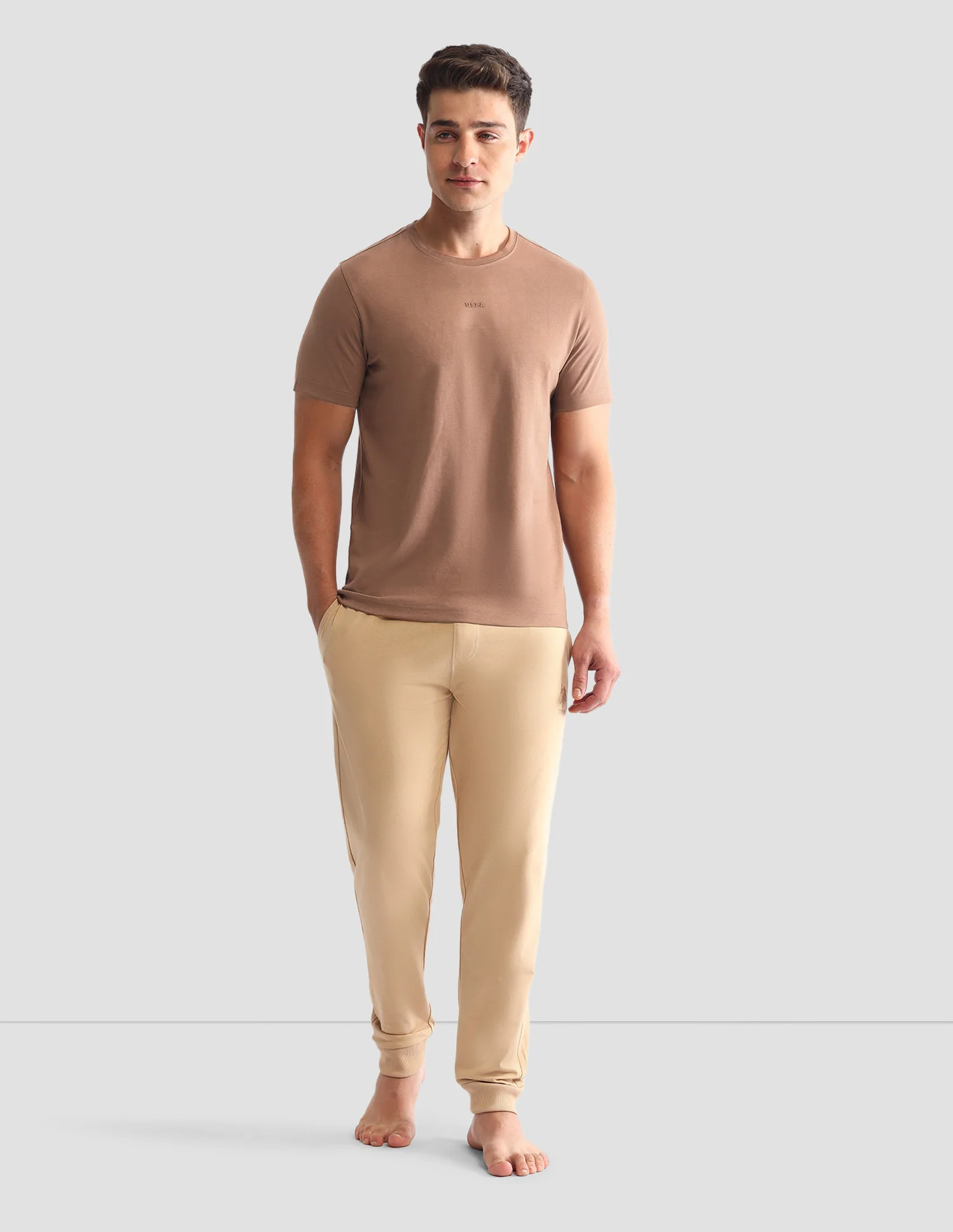 Round Neck Solid Loungewear T-Shirt - Image 3