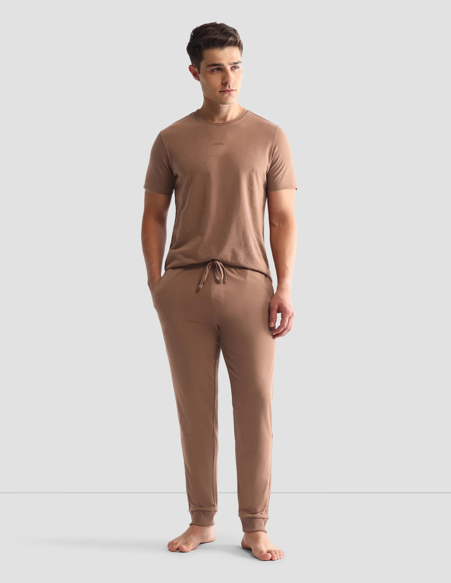 Round Neck Solid Loungewear T-Shirt - Image 4