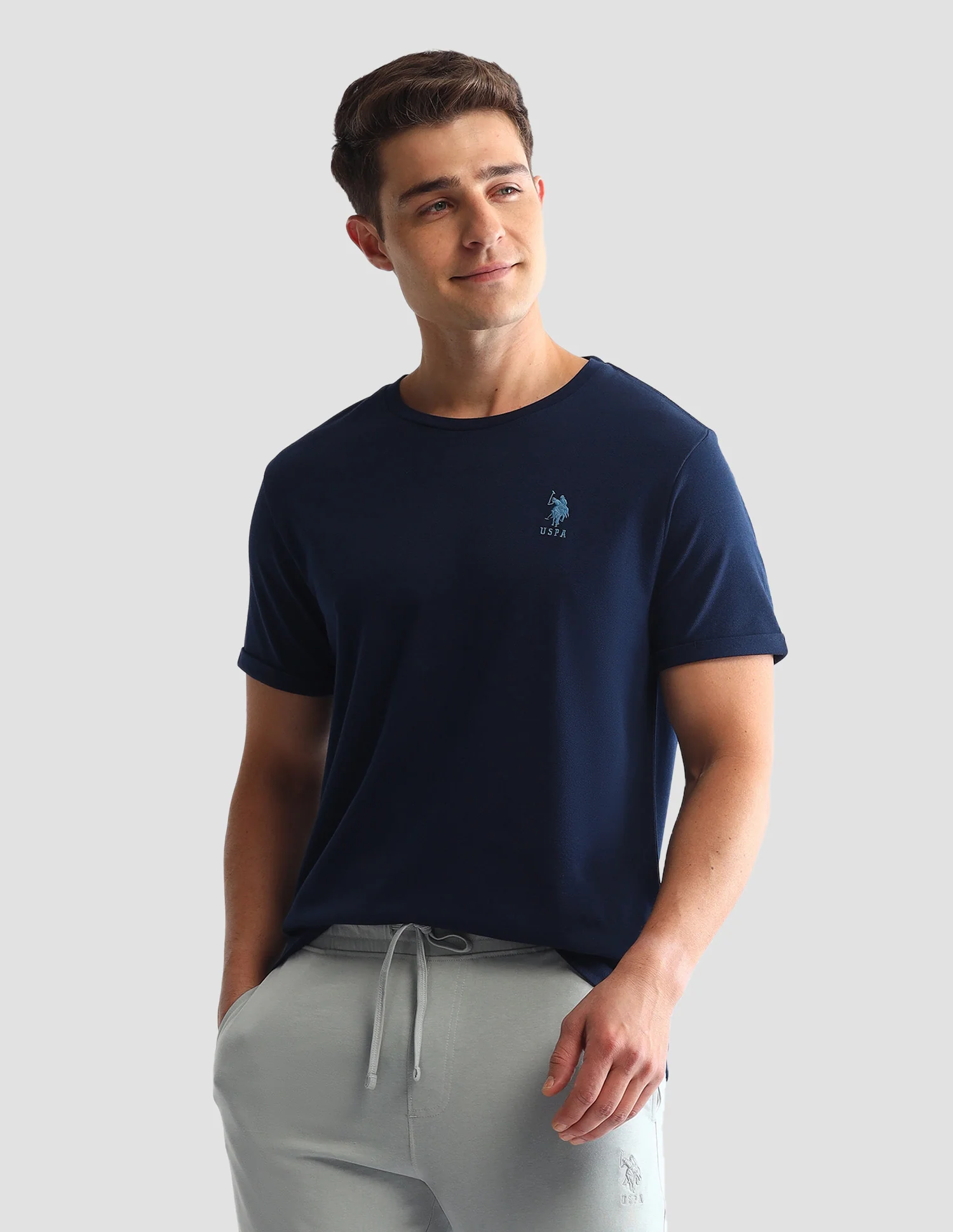 Round Neck Solid Loungewear T-Shirt