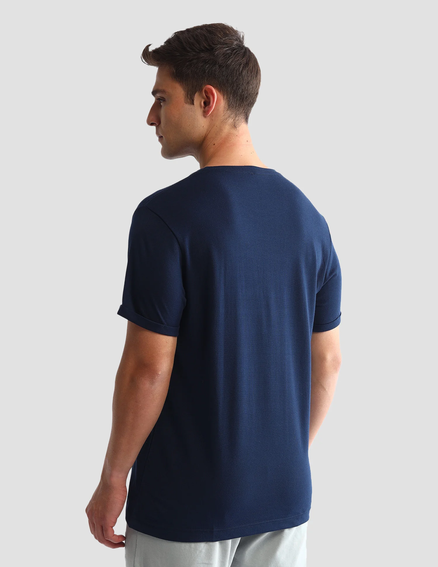 Round Neck Solid Loungewear T-Shirt - Image 5