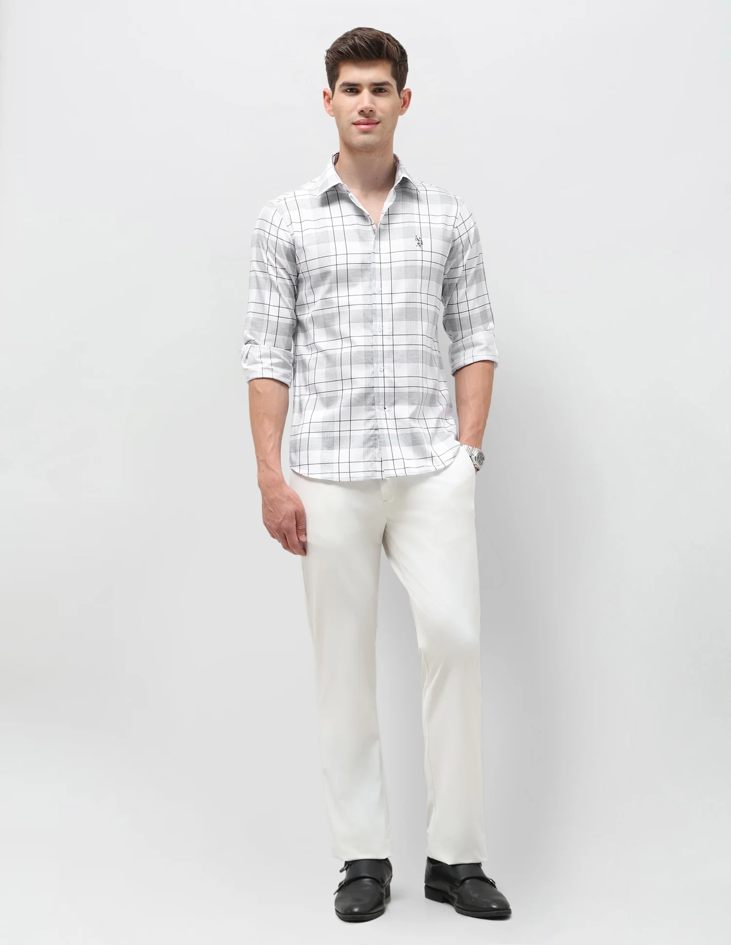 Satin Grid Tattersall Checked Shirt - Image 3