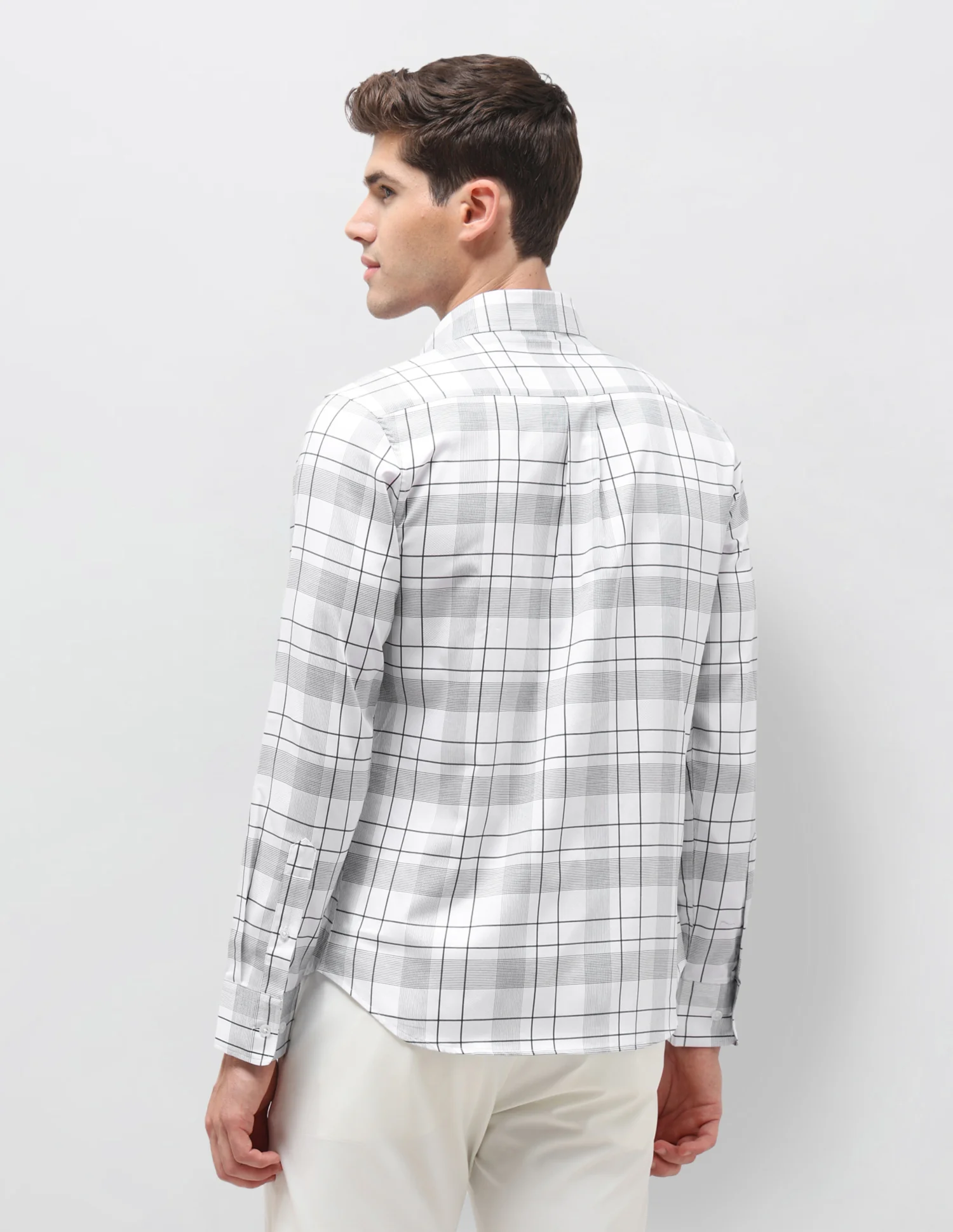 Satin Grid Tattersall Checked Shirt - Image 5