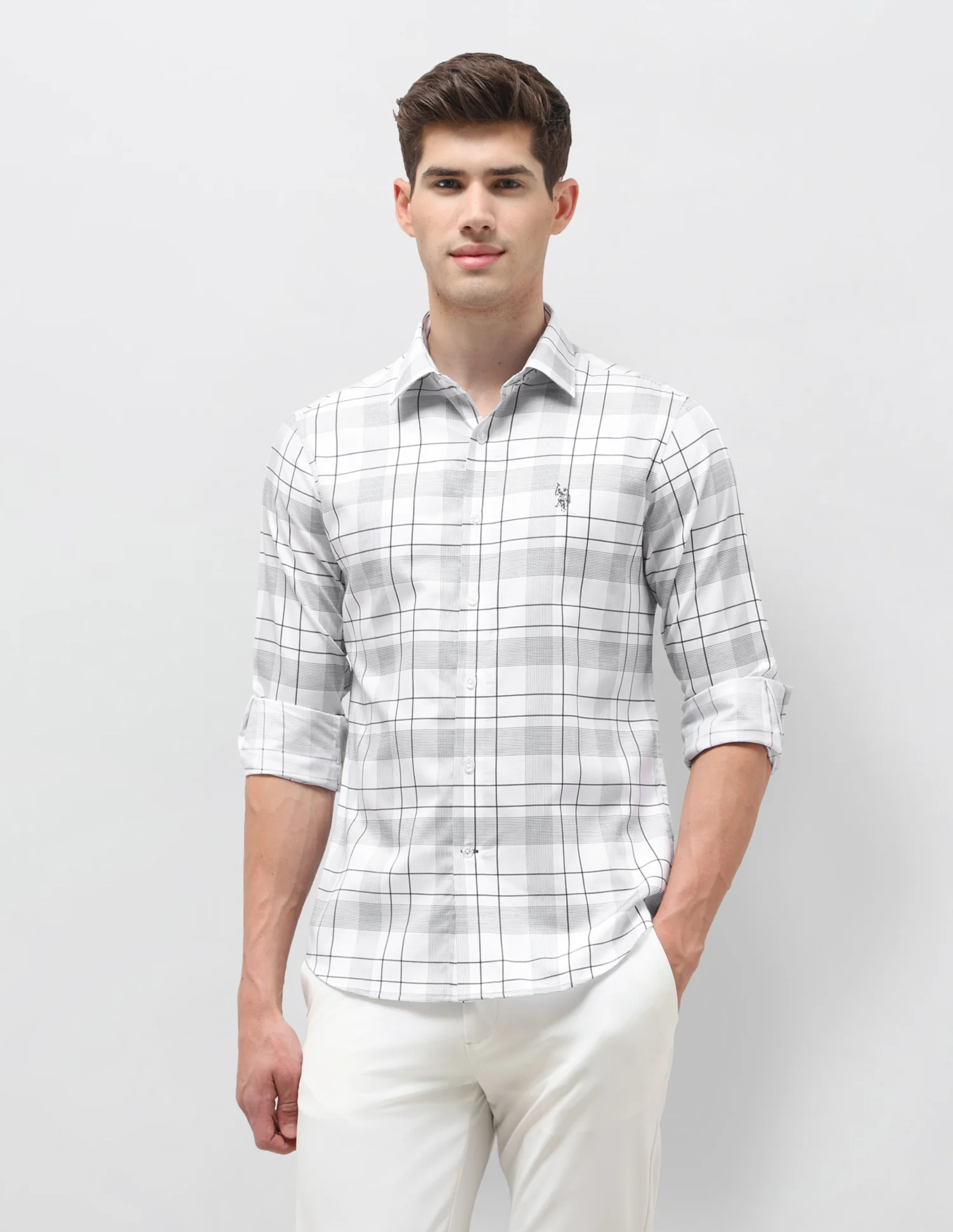Satin Grid Tattersall Checked Shirt - Image 6