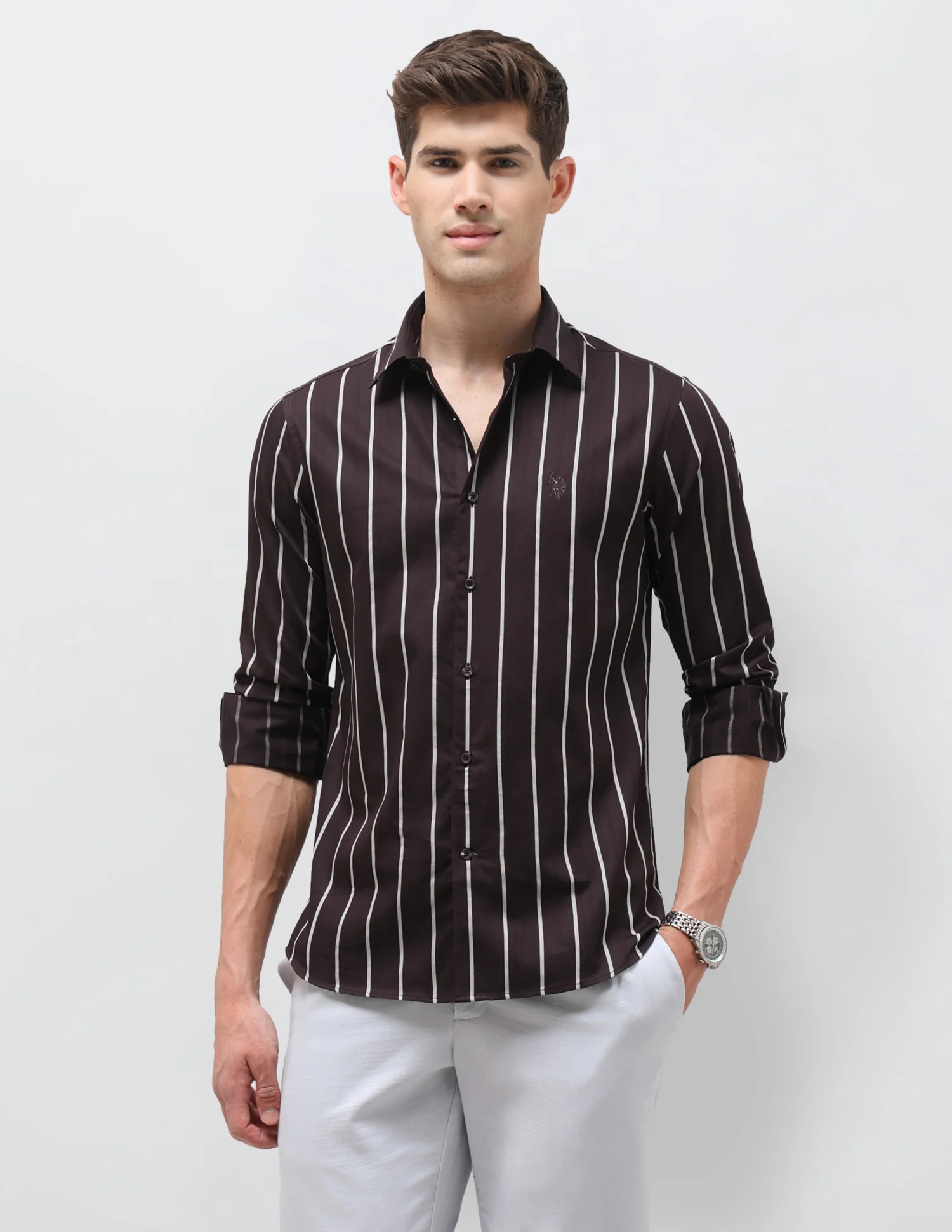 Satin Vertical Striped Shirt