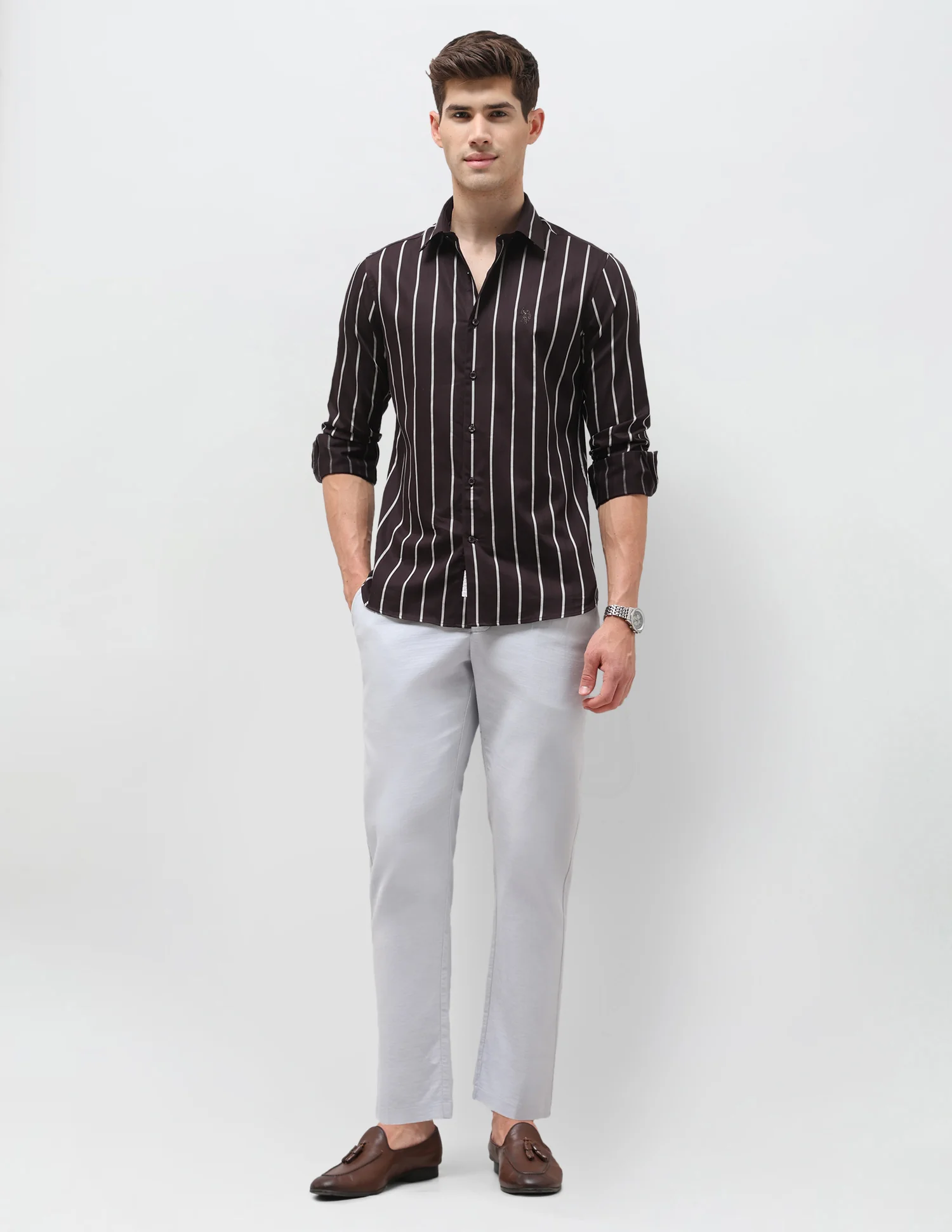 Satin Vertical Striped Shirt - Image 3