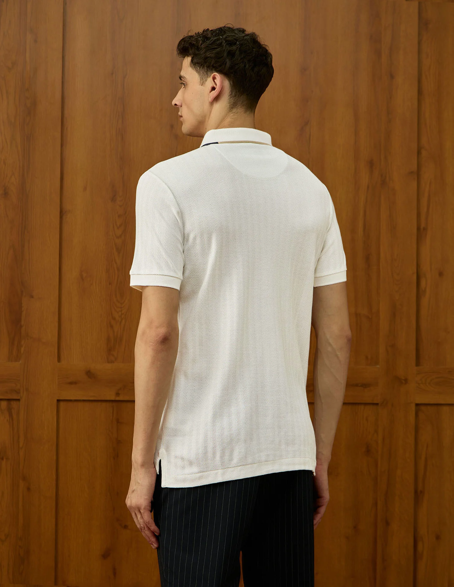 Self Design Chevron Varsity Polo Shirt - Image 5