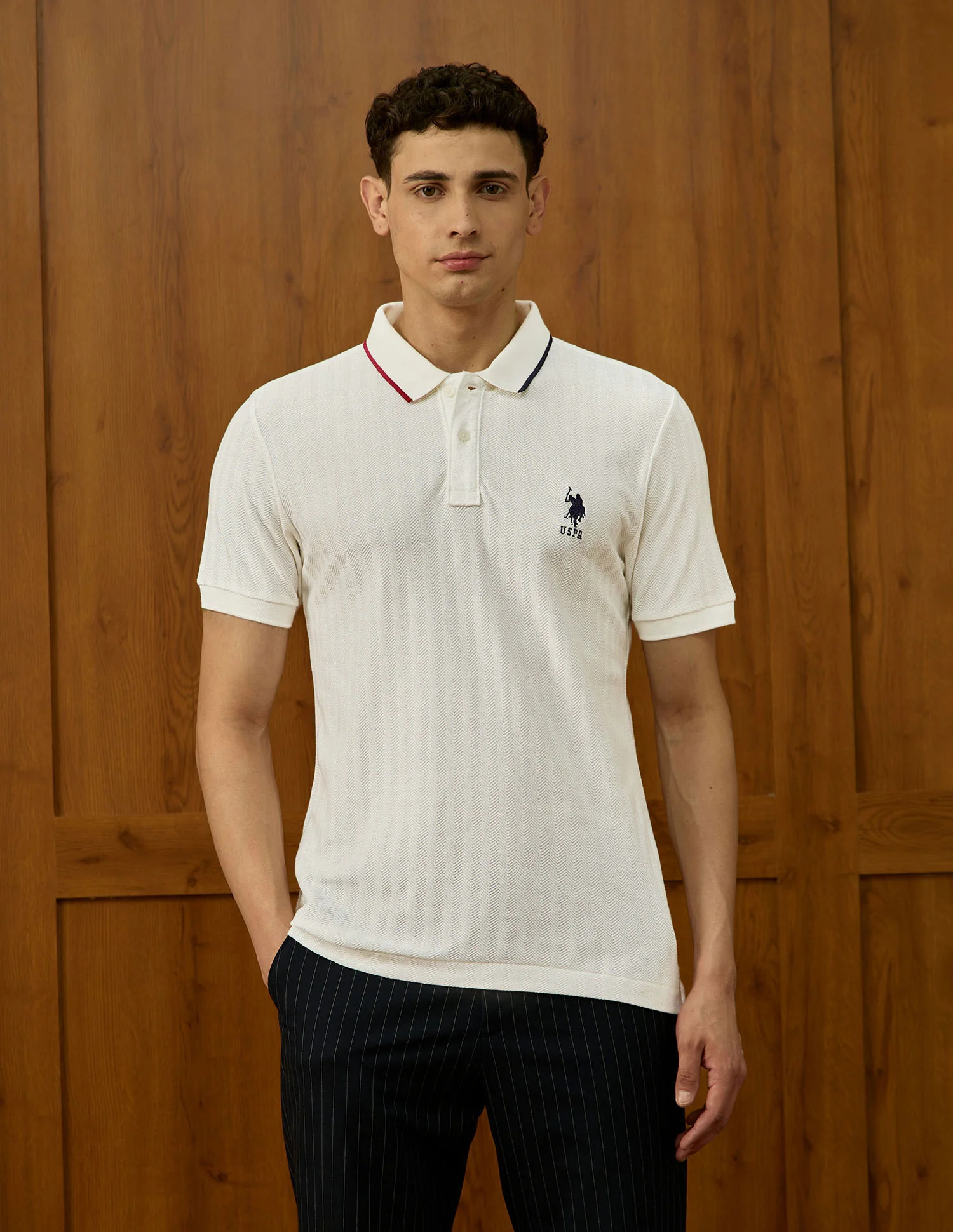 Self Design Chevron Varsity Polo Shirt - Image 6