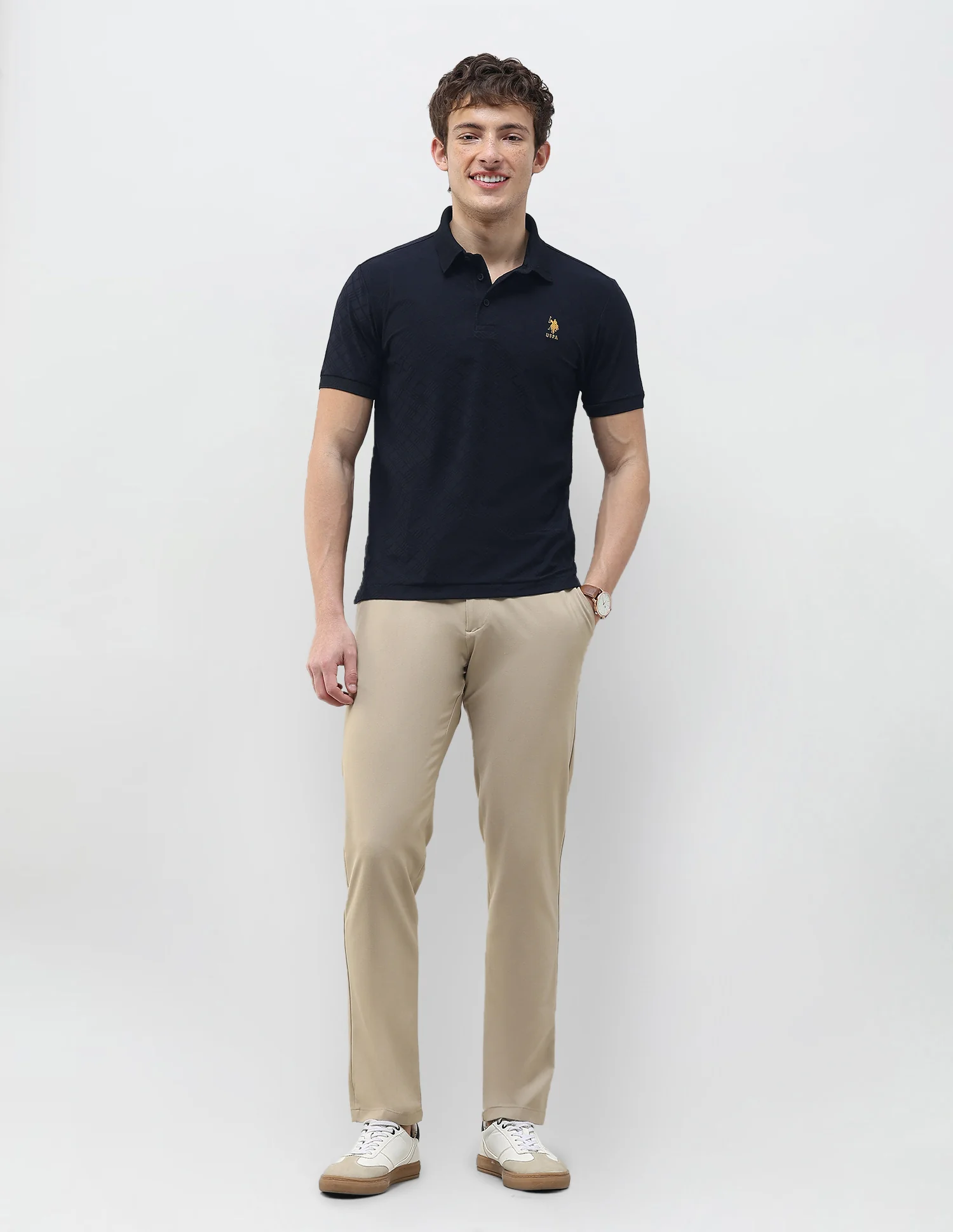 Self Design Geometric Slim Fit Polo Shirt - Image 3
