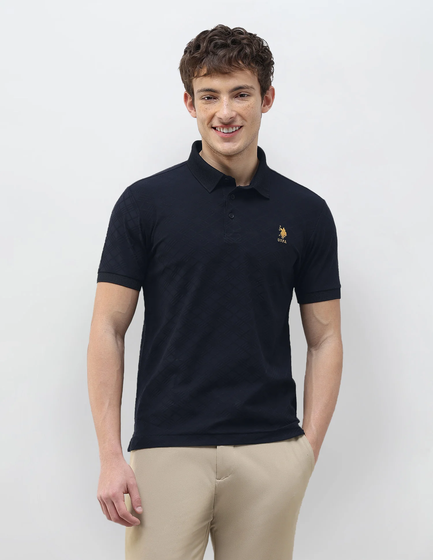 Self Design Geometric Slim Fit Polo Shirt - Image 6