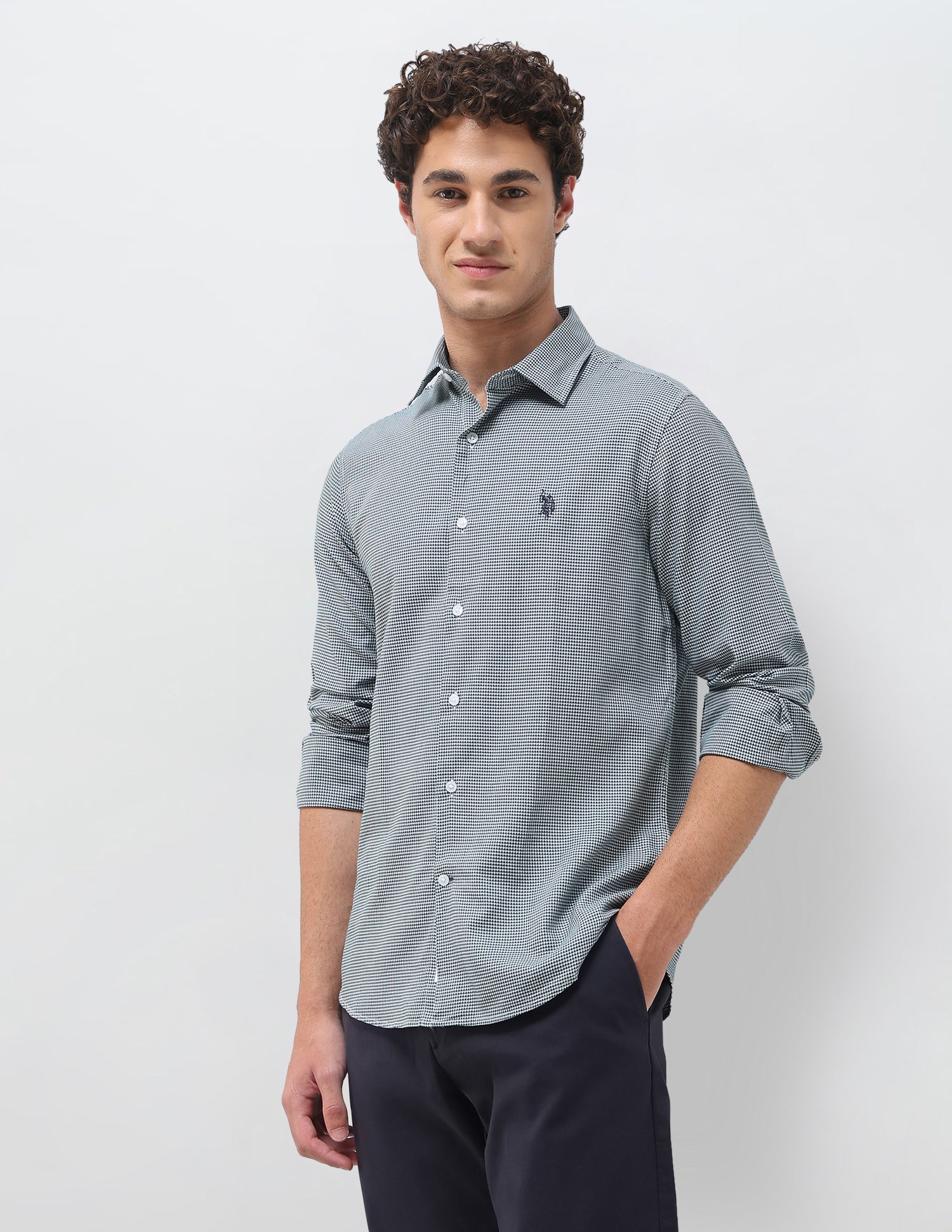 Self Design Houndstooth Twill Shirt - Image 4